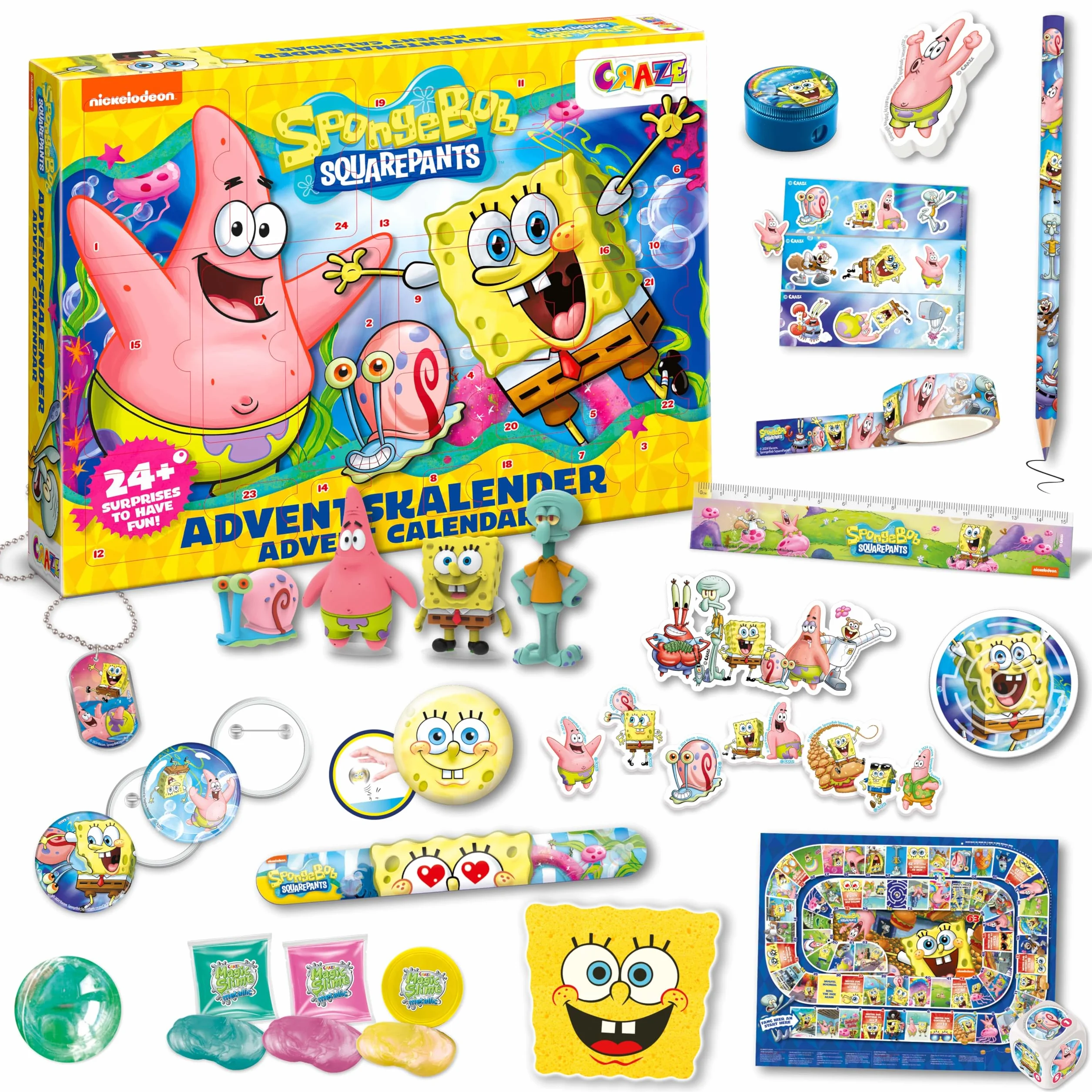 Calendario dell'avvento SPONGEBOB di CRAZE - Calendario dell'avvento per bambini e bambine con giocattoli e accessori SpongeBob