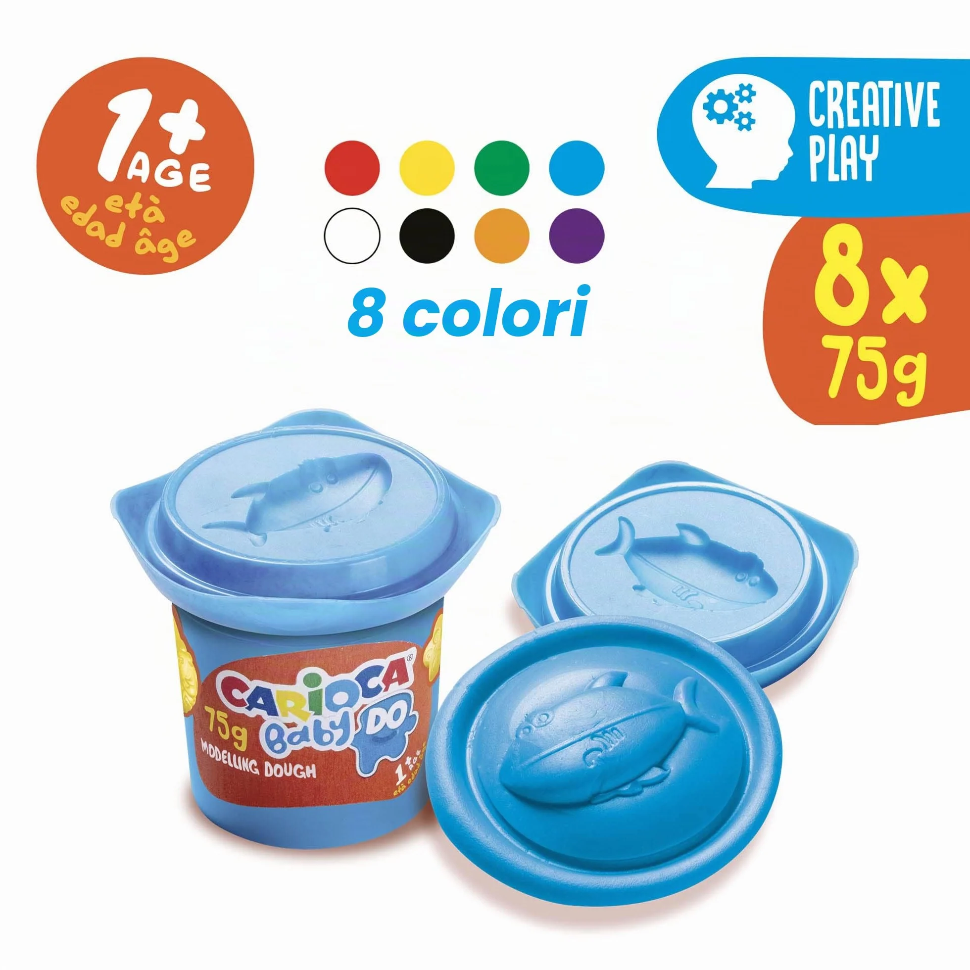 CARIOCA BABY DO Pasta da Modellare Set 8 Colori per Bambini 12 Mesi