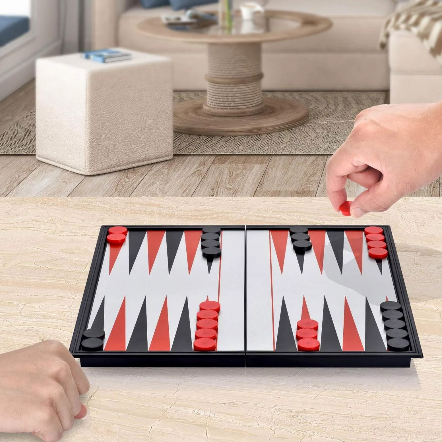 Set di backgammon magnetico, gioco da tavolo da viaggio pieghevole for adulti e bambini, portatile for picnic in auto, uso domestico e all'aperto scacchiera portatile(25 * 25 * 2cm)