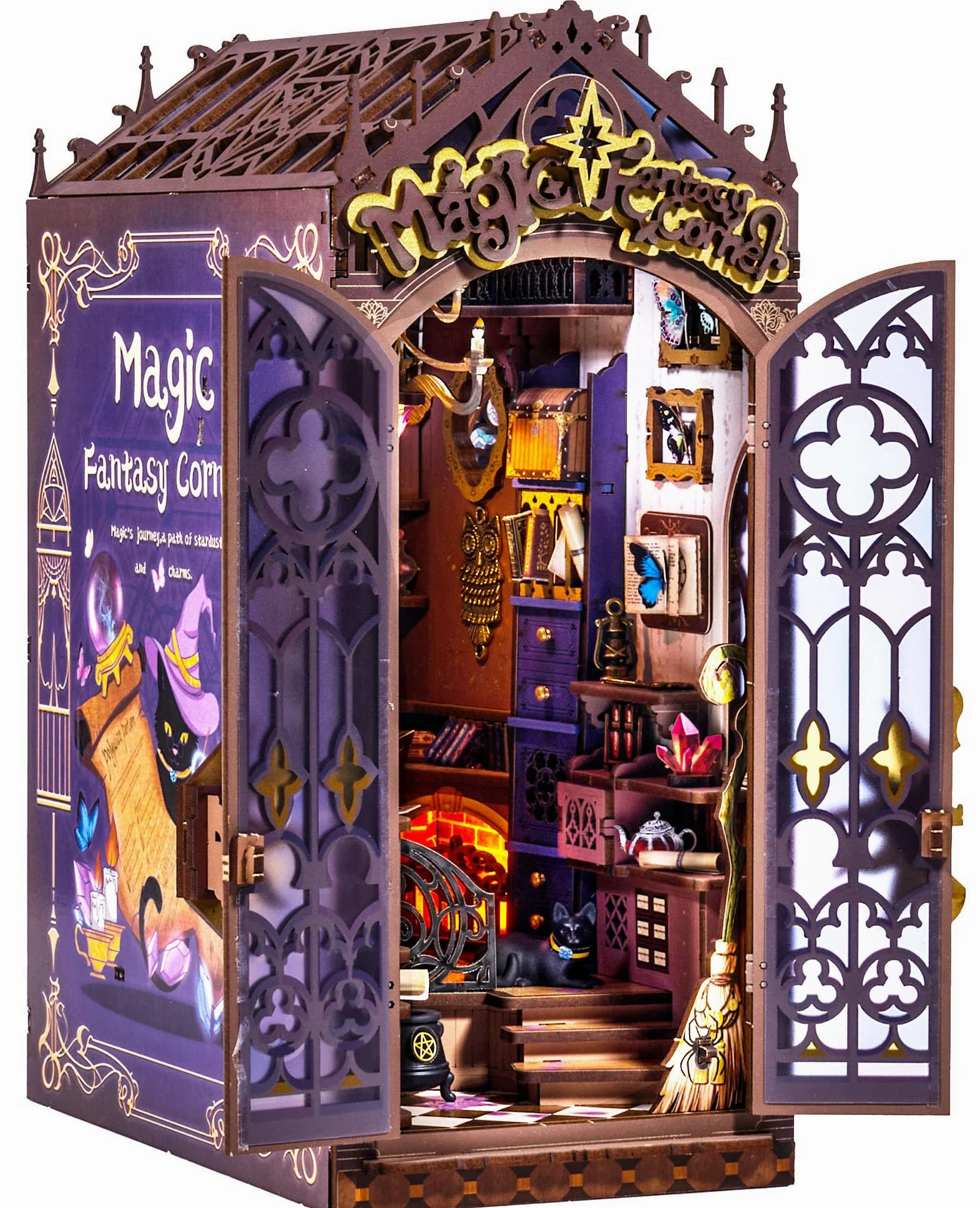 ROBOTIME Kit Angolo Lettura per Adulti – Angolo Magico Fantasy, Kit Casa in Miniatura Fai da Te, Decorazione per Libreria Booknook, Regalo Creativo per Adolescenti e Adulti