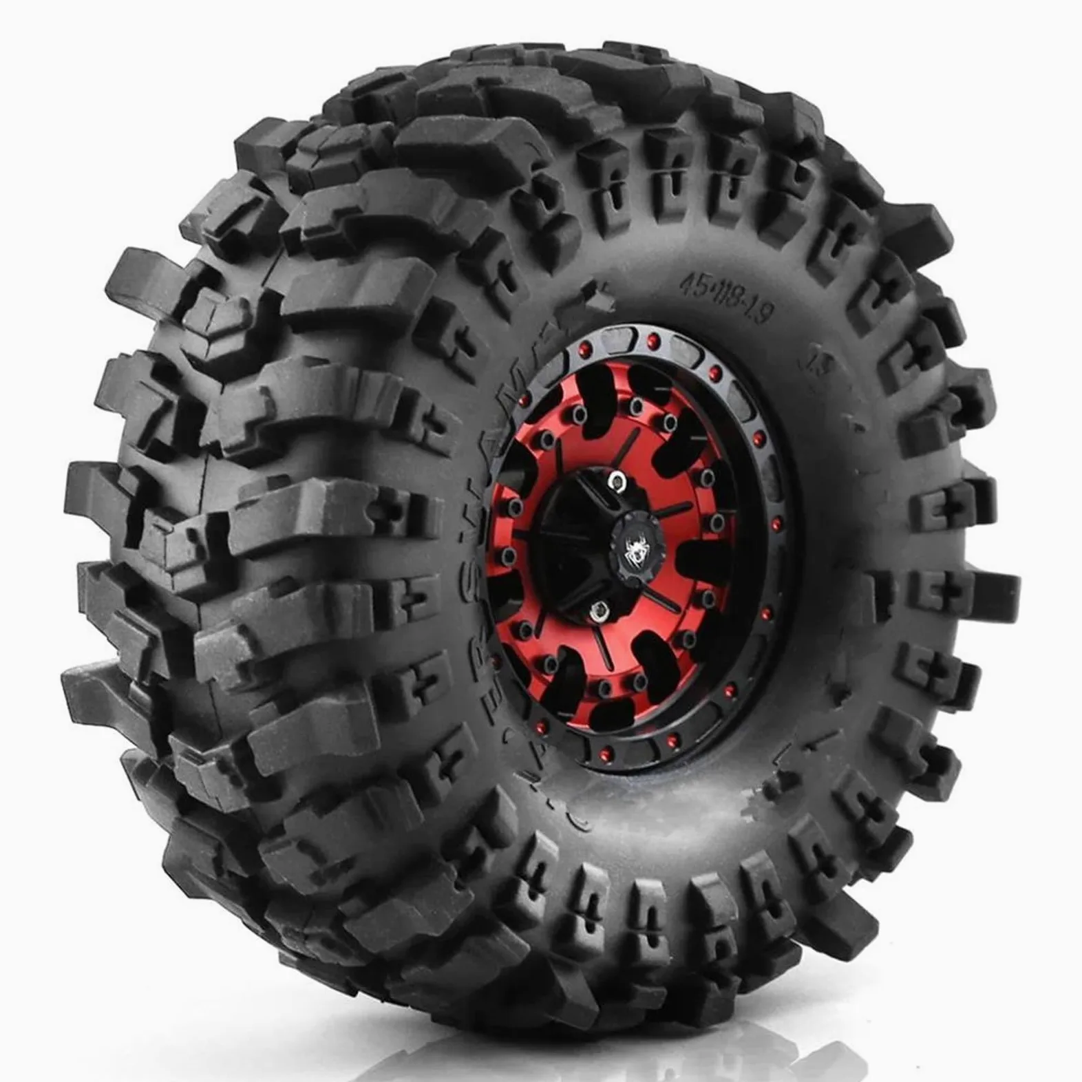 RC Car Pneumatico Ruota Compatibile con Axial per SCX10 90046 AXI03007 TRX4 RBX10M Gomma Morbida 1.9 Pneumatici delle Ruote 118 * 45MM per 1:10 RC Crawler Car RC Auto Pneumatico