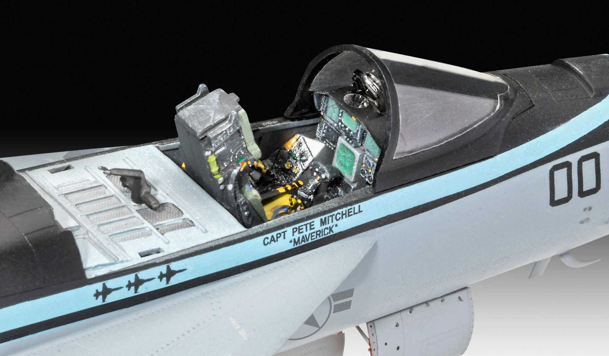 Revell 03864 F/A-18E - Modellino di aereo modello super Hornet del film Top Gun Maverick, scala 1:48, dimensione: 38,1 cm, per esperti, non pitturato