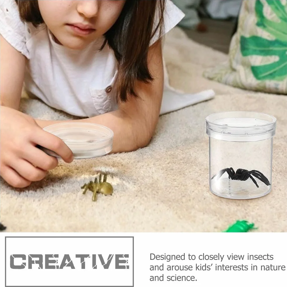 ULTECHNOVO Scatola Osservazione Insetti Portatile Con Lente D'Ingrandimento 2.75X2.56X2.56In Contenitore Per Allevamento Creature Educativo Per Bambini Attività Scientifiche Casa