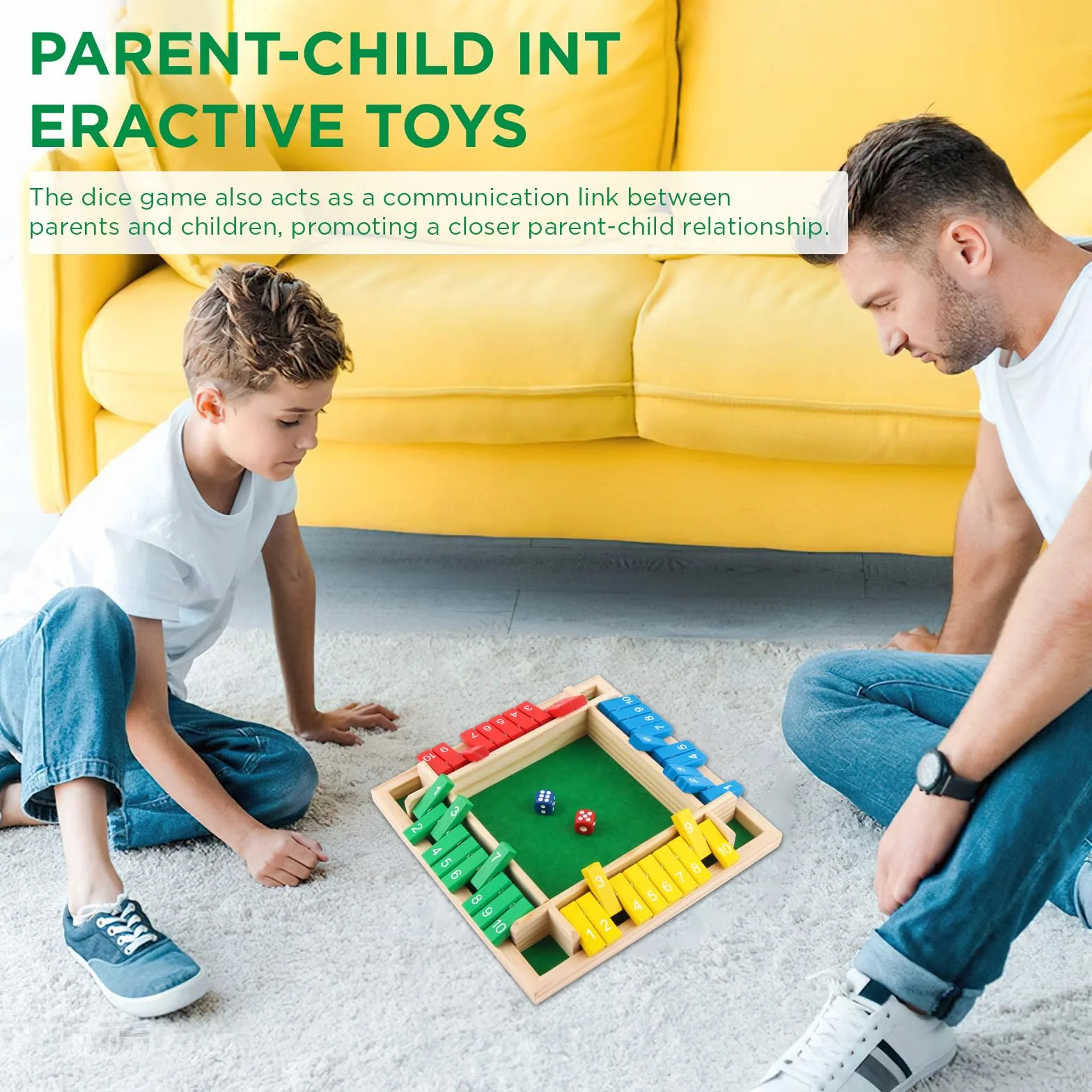 ACTOYS Shut the Box, Giochi da Tavolo, Dadi da Gioco con 2 Dadi, Gioco per 4 Giocatori, Classico Gioco da Tavolo, giochi da tavolo, Gioco di Matematica per bambini e adulti (B)