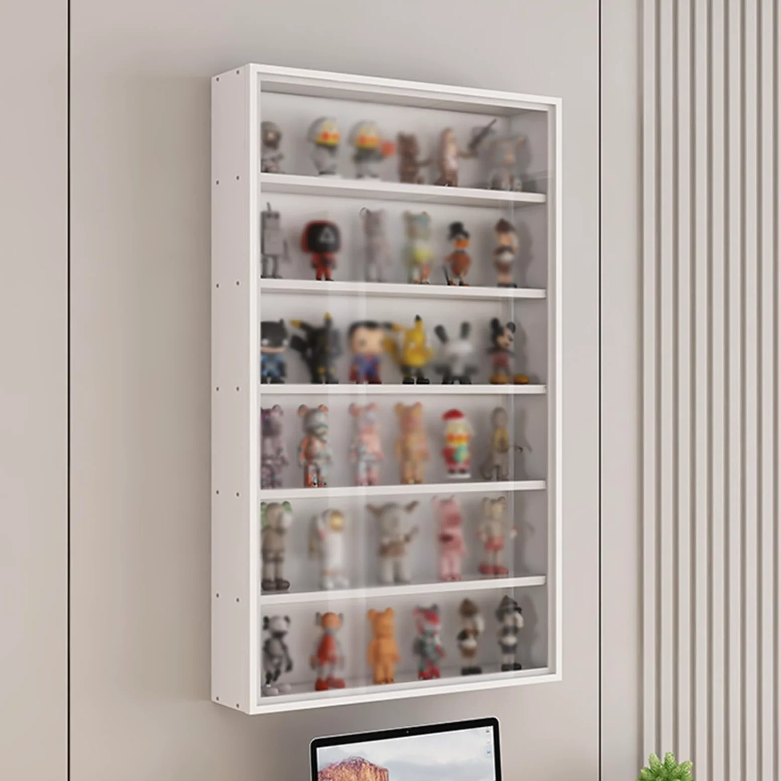 Trasparente Vetrinetta per Figure， Vetrina da Collezione, Vetrina in Legno Acrilico, Vetrina da Parete in Legno per Action Figure da Collezione(50x10x56cm)
