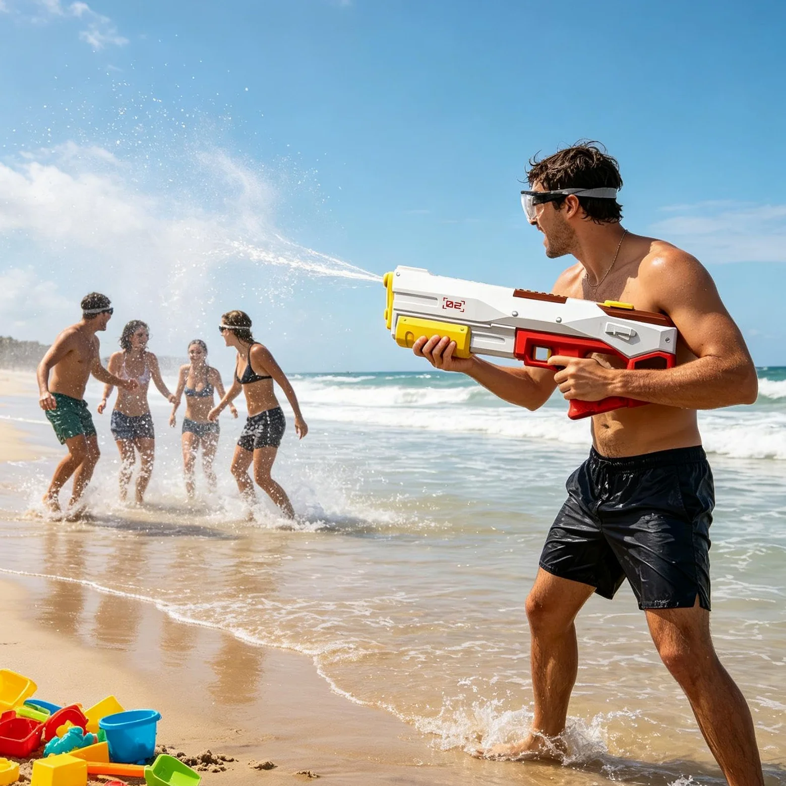 Pistola a spruzzo d'acqua elettrica per bambini, con grande | Spruzzatore elettrico per bambini, per giardino, piscina, viaggi, vacanze, parco, prato, campeggio, ecc