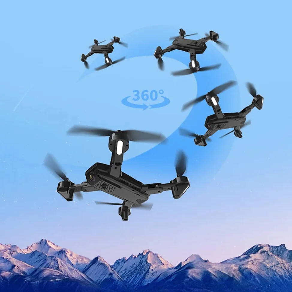 Drone con fotocamera 1080P HD, mini drone RC pieghevole per regalo per bambini Quadcopter tascabile portatile, regolazione della velocità di avvio con una chiave, capovolgimenti 3D, luce a LE