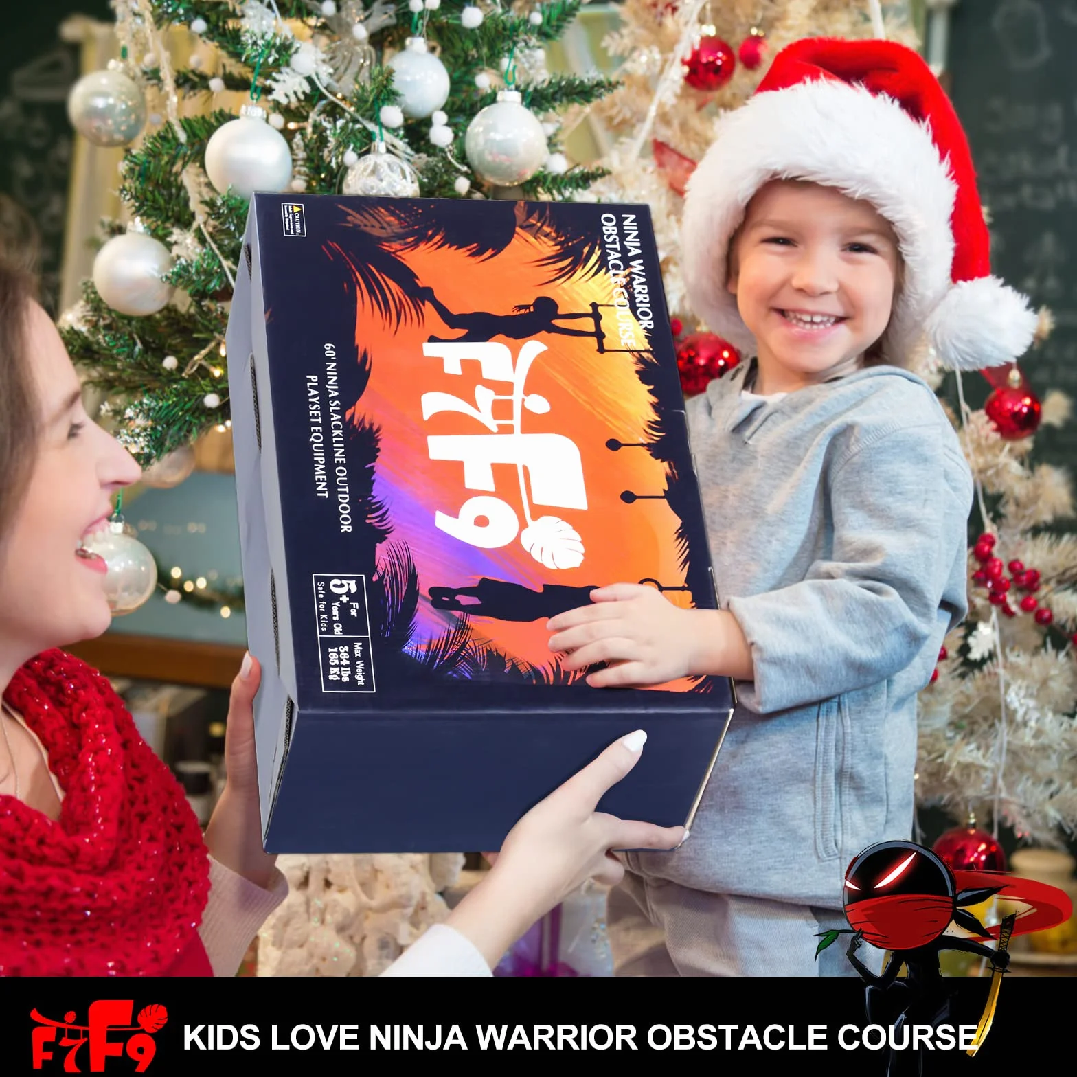 Ninja Slackline Kit, 15M Ninja Linea Viene fornito con Kit da Ostacoli Sospeso per Bambini completi e sicuri