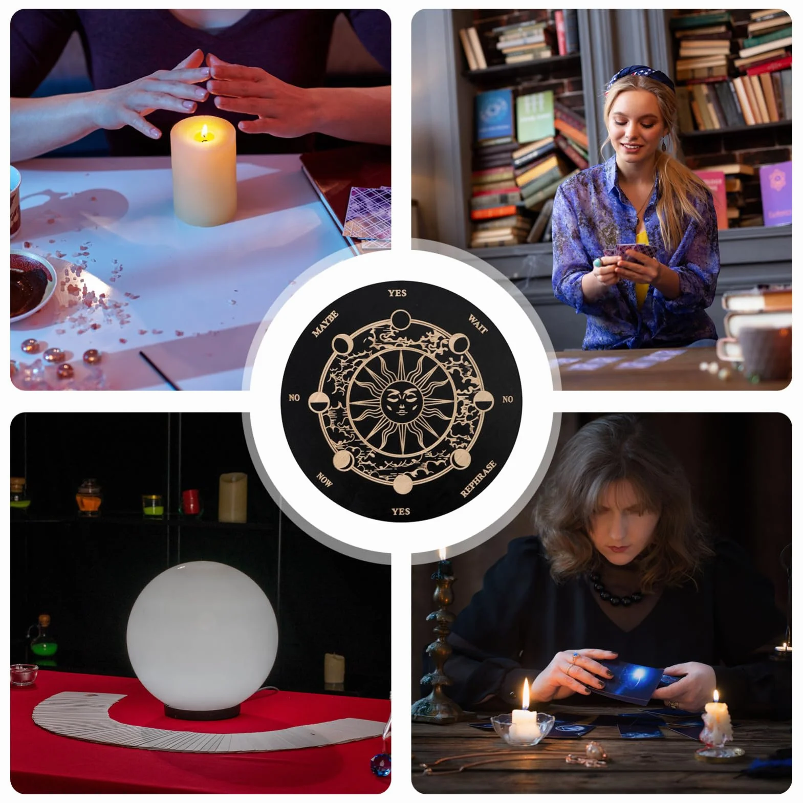 Tavola di divinazione in legno con lettere, elemento decorativo spirituale