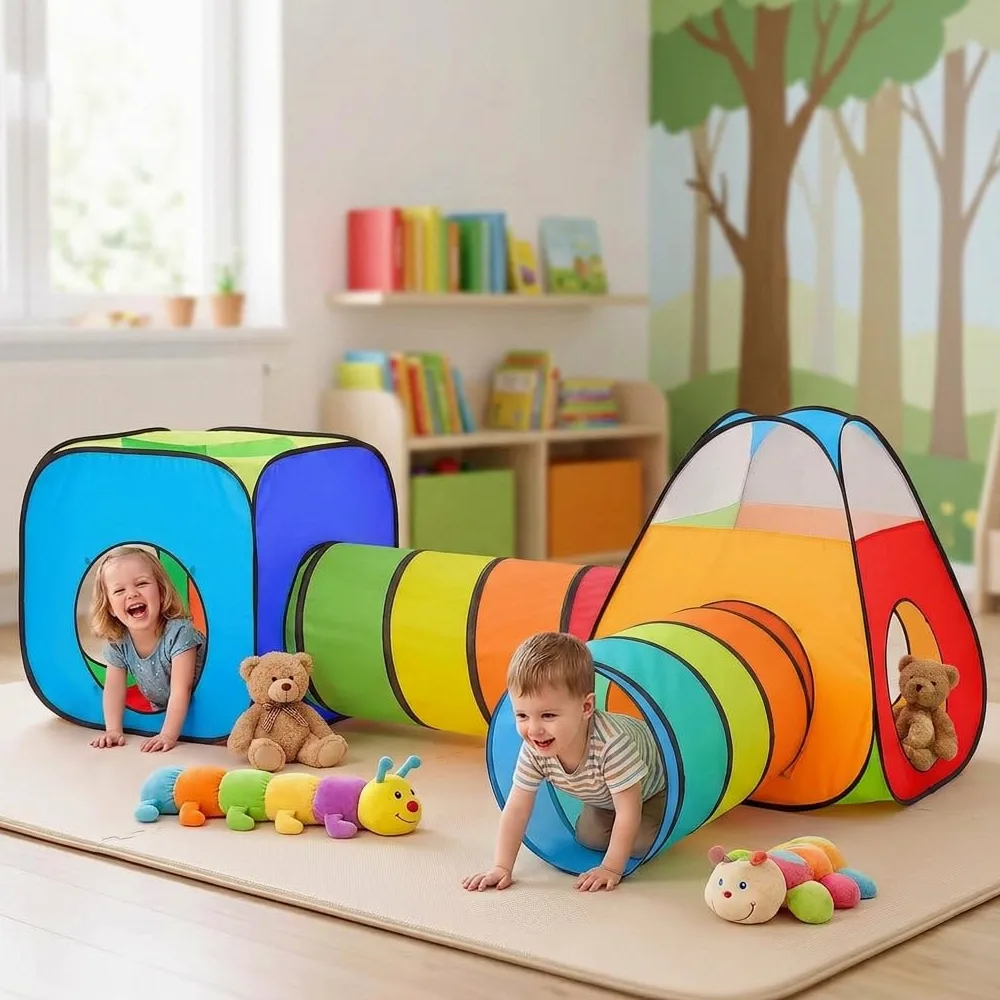 4 in 1 Pop Up di Tenda e Tunnel da Gioco Bambini Tenda Giocattolo Tunnel Bambino Ball Pool per Bambini e Bambine incl. Borsa per Il Trasporto B