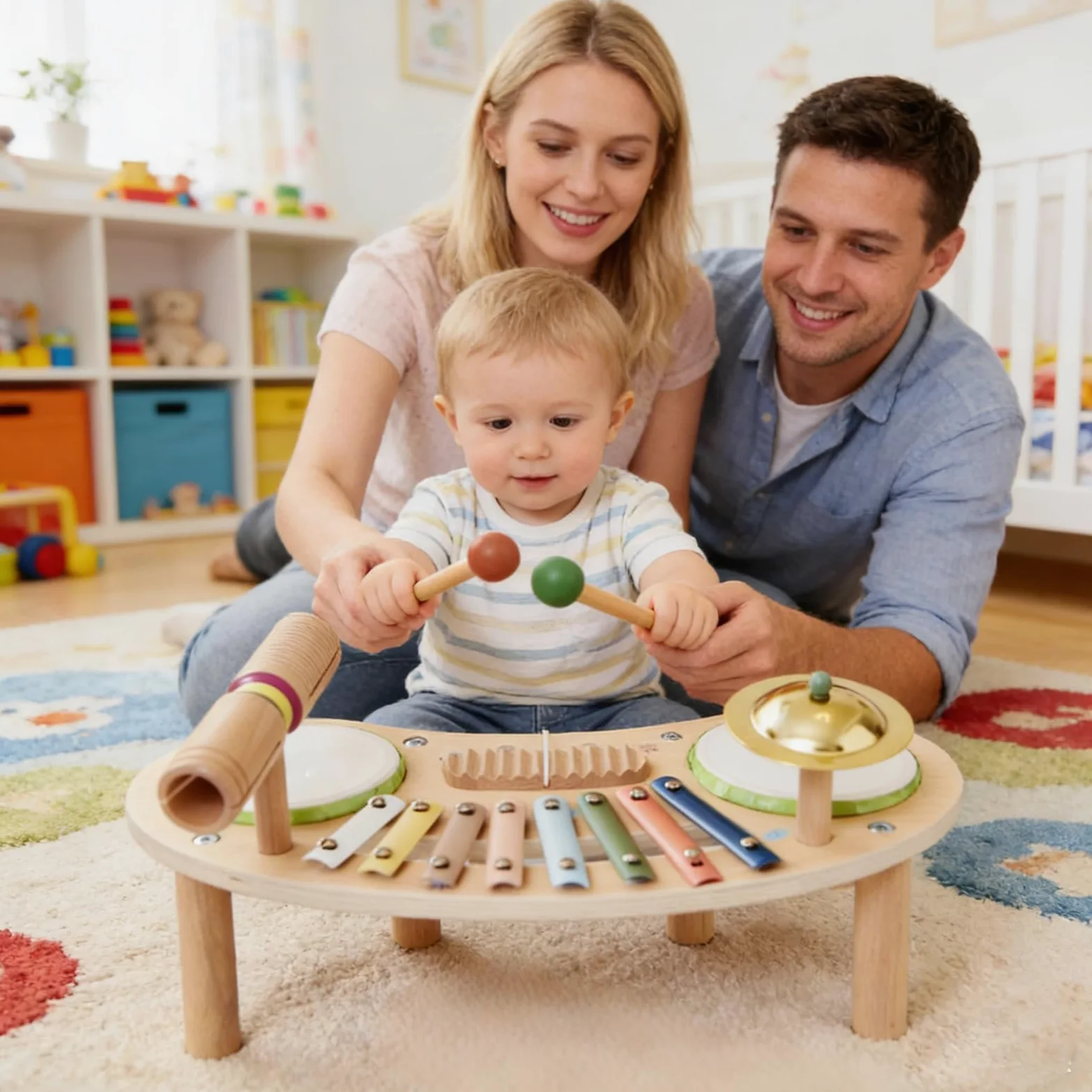 Set Batteria per Bambini in Legno per Bambini | Giocattoli per lo Sviluppo Precoce per Regalo Compleanno Festa Bambini Asilo Scuola Materna Homeschooling