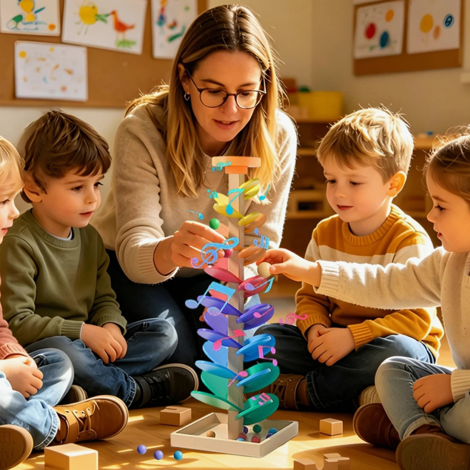 Pista di Biglie Giocattoli Di Classificazione A Torre In Legno | Di Pista A Biglie Musicale Ad Albero Per Bambini Bambini E Bambine Scuola 'Infanzia Sala Giochi Festa
