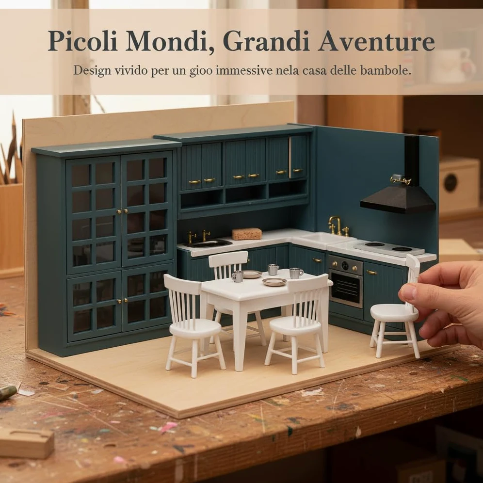 Mobili Casa delle Bambole in Legno 1:12, style to 1 | Componenti in plastica, Mobili da pranzo, Esposizione modelli, Per collezionisti