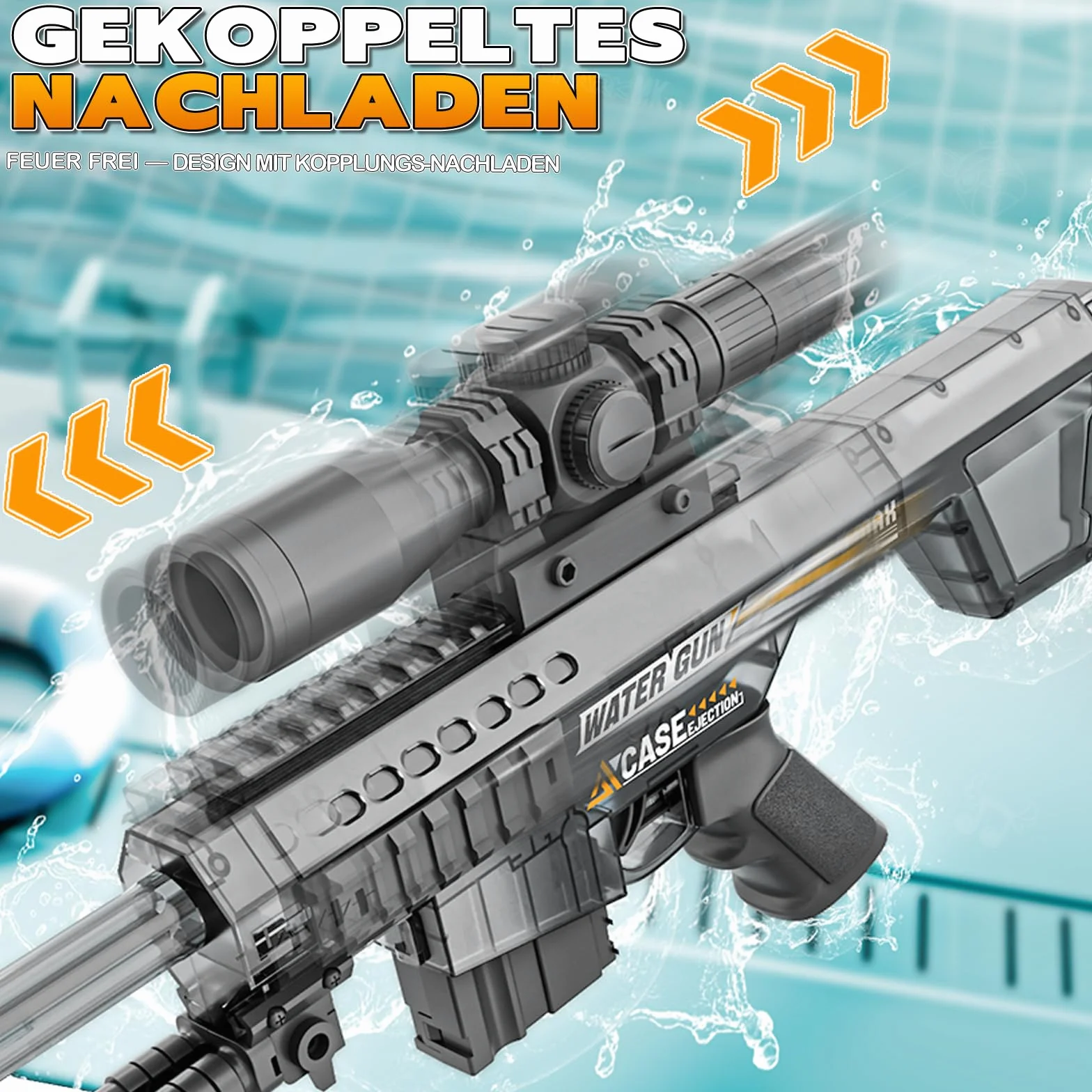 Maxee Pistola ad acqua elettrica, pistola a spruzzo automatica con un pulsante, per bambini, adulti, piscina, feste, spiaggia all'aperto, colore nero