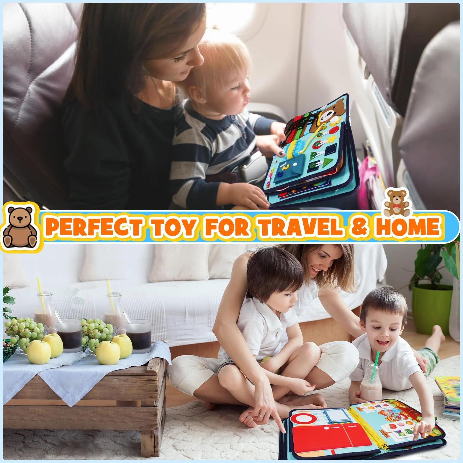 HappyKidsClub Busy Board, Giochi Montessori 1 2 3 4 Anni Regalo Bambino 1-4 Anni Giochi Bambini 1 2 3 4 Anni Pannello Sensoriale Bambini Montessori 1 2 3 Anni Busy Book