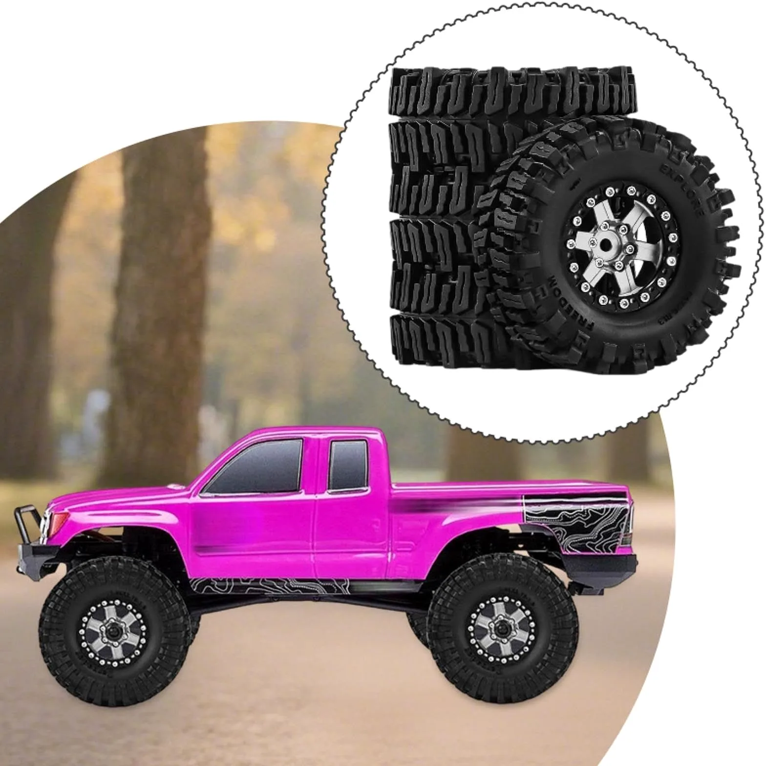 4 Pezzi Ruote Auto Giocattolo Pneumatici Parti Ricambio RC Resistenti in Alluminio Adatti per Modellismo Manutenzione Auto Radiocomandate, Argento