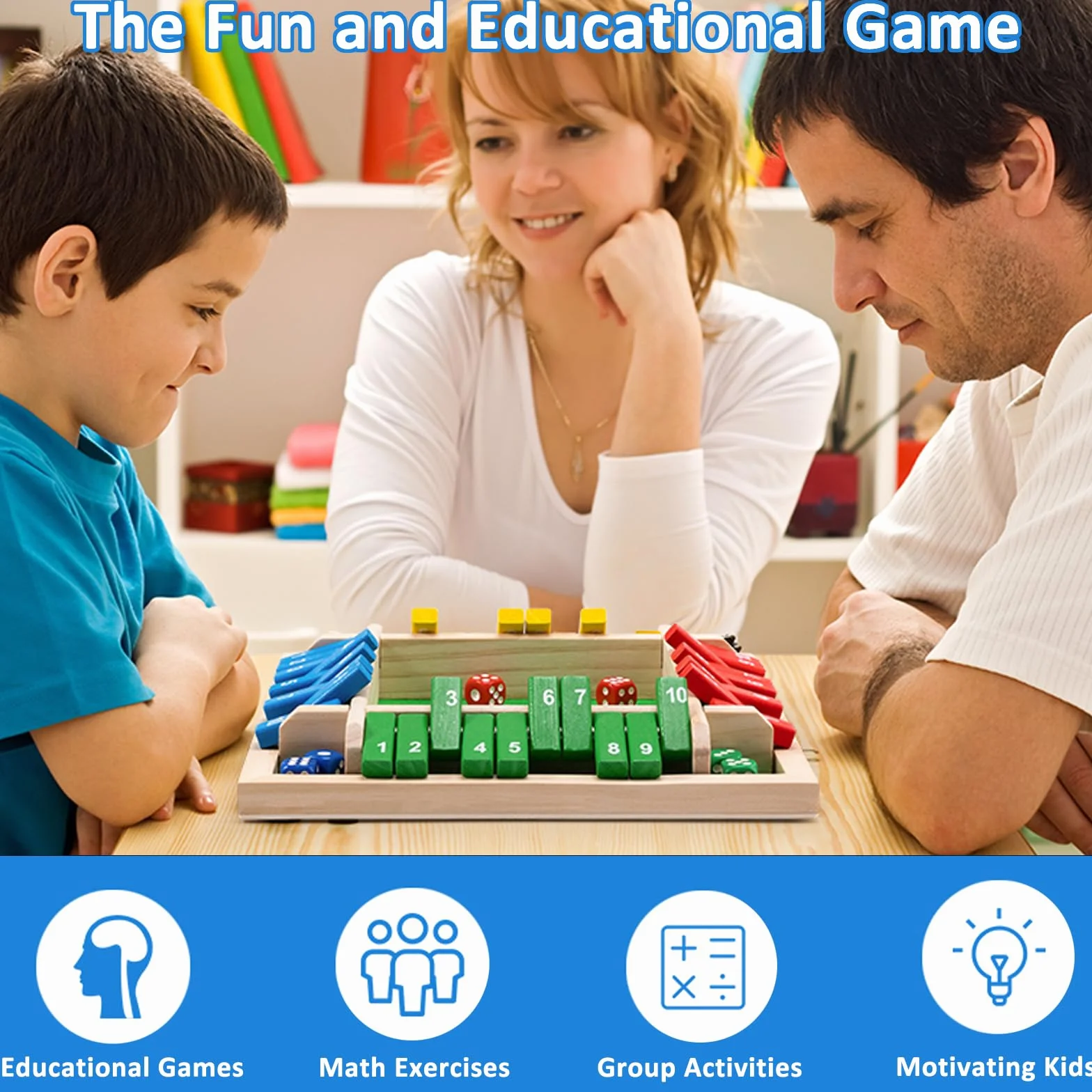 Shut The Box 2-4 Giocatori Giochi da Tavolo,Gioco da Tavolo in Legno con 8 Dadi,Giochi di Matematica,Classico Gioco da Tavolo,Gioco di Matematica per Bambini e Adulti