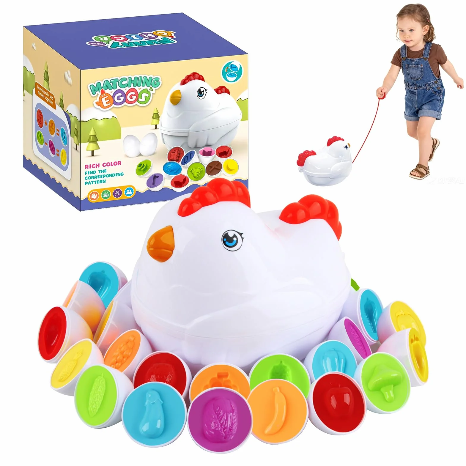 Uova Montessori, 12 Uova Abbinate Giocattoli, Stockaggio Automobile Gallina, Giocattoli Sensoriali, Sviluppo Competenze Triage, L'Educazione Prescolare, Pasqua (Verdure Colorate)
