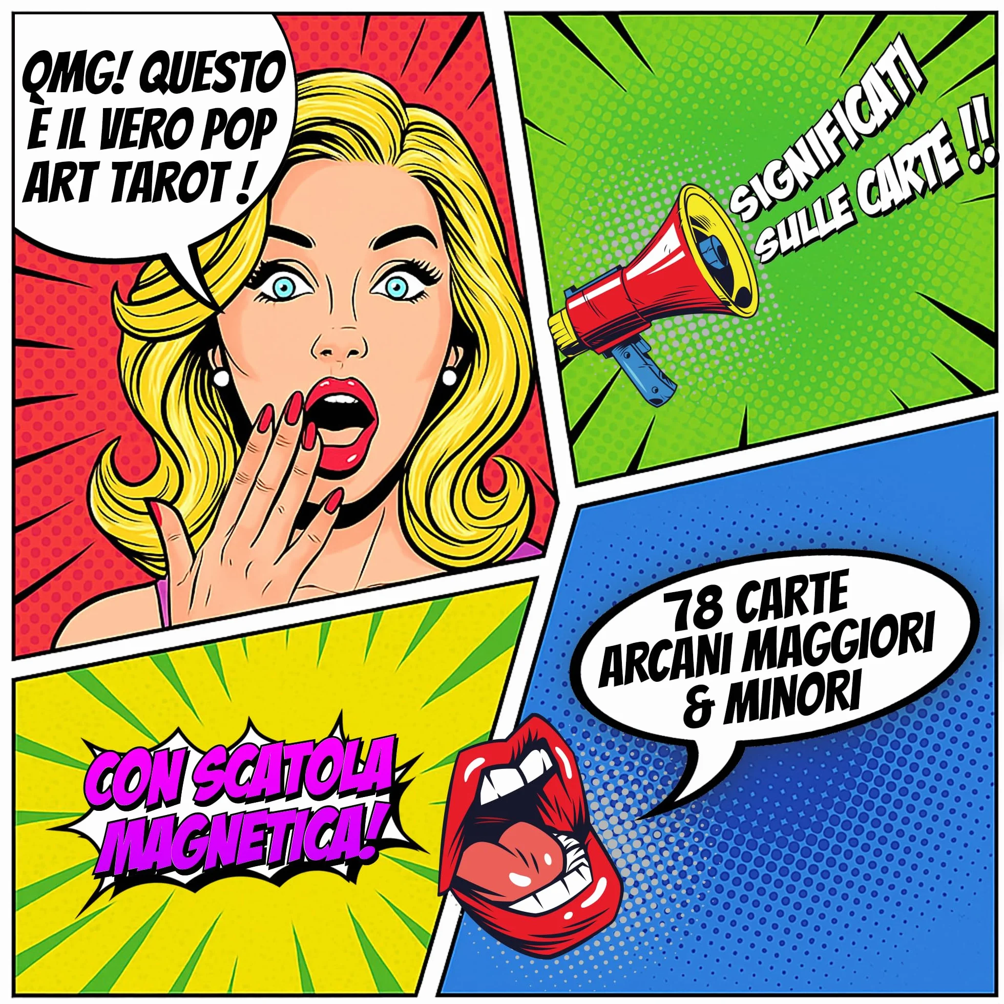 Tarocchi Pop Art – Carte Italiane con Significato e Manuale per Principianti e Avanzati – Scatola Magnetica Regalo 400gsm