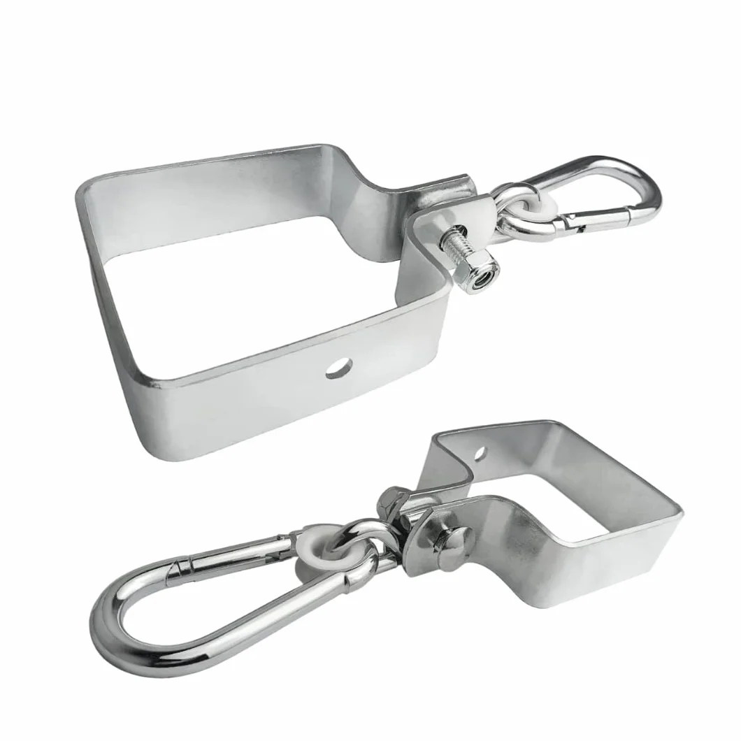 Set di 2 Ganci per Altalena con Moschettone 90x90mm Ganci A Manica Collare per Altalena - Moschettone Quadrato Supporto per Gancio Gancio per Travi O Legni Quadrati Supporto
