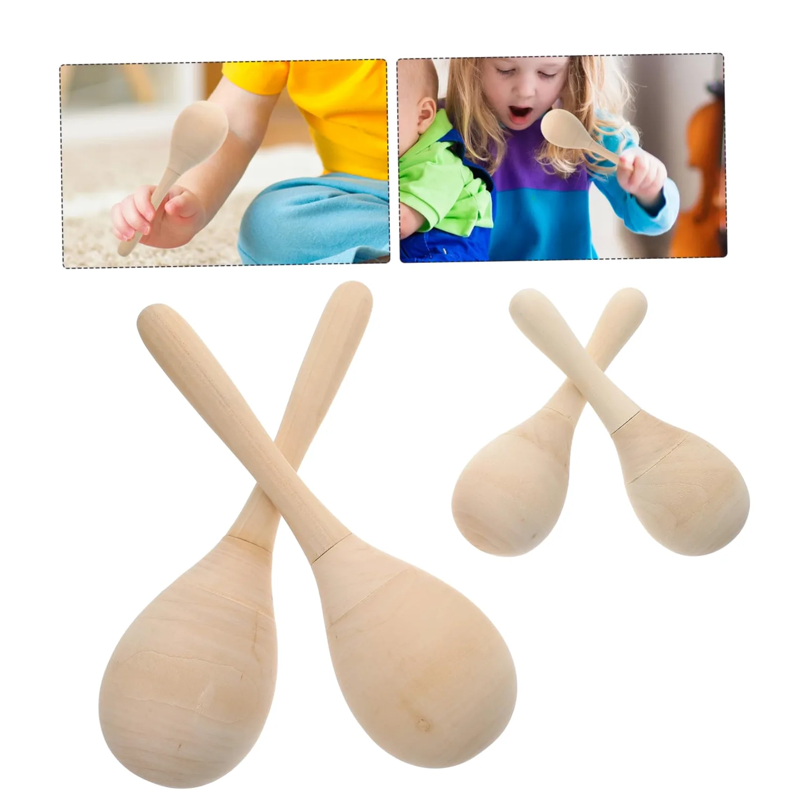minkissy Maracas in Legno 12 Pezzi per Ragazzo Ragazza Design Creativo e Compatto, Strumento Musicale Fai da Te per Casa e Aula di Scuola
