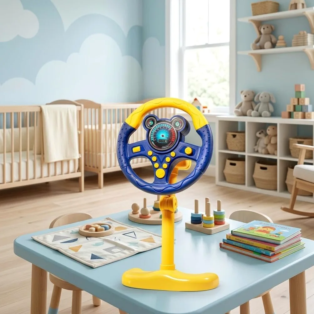 Baoblaze Volante Giocattolo Simulato Bambini Interattivo Elettronico Installazione Semplice con Supporto Educativo Effetti di Luce Suoni Migliora Riflessi E Ab, Blu