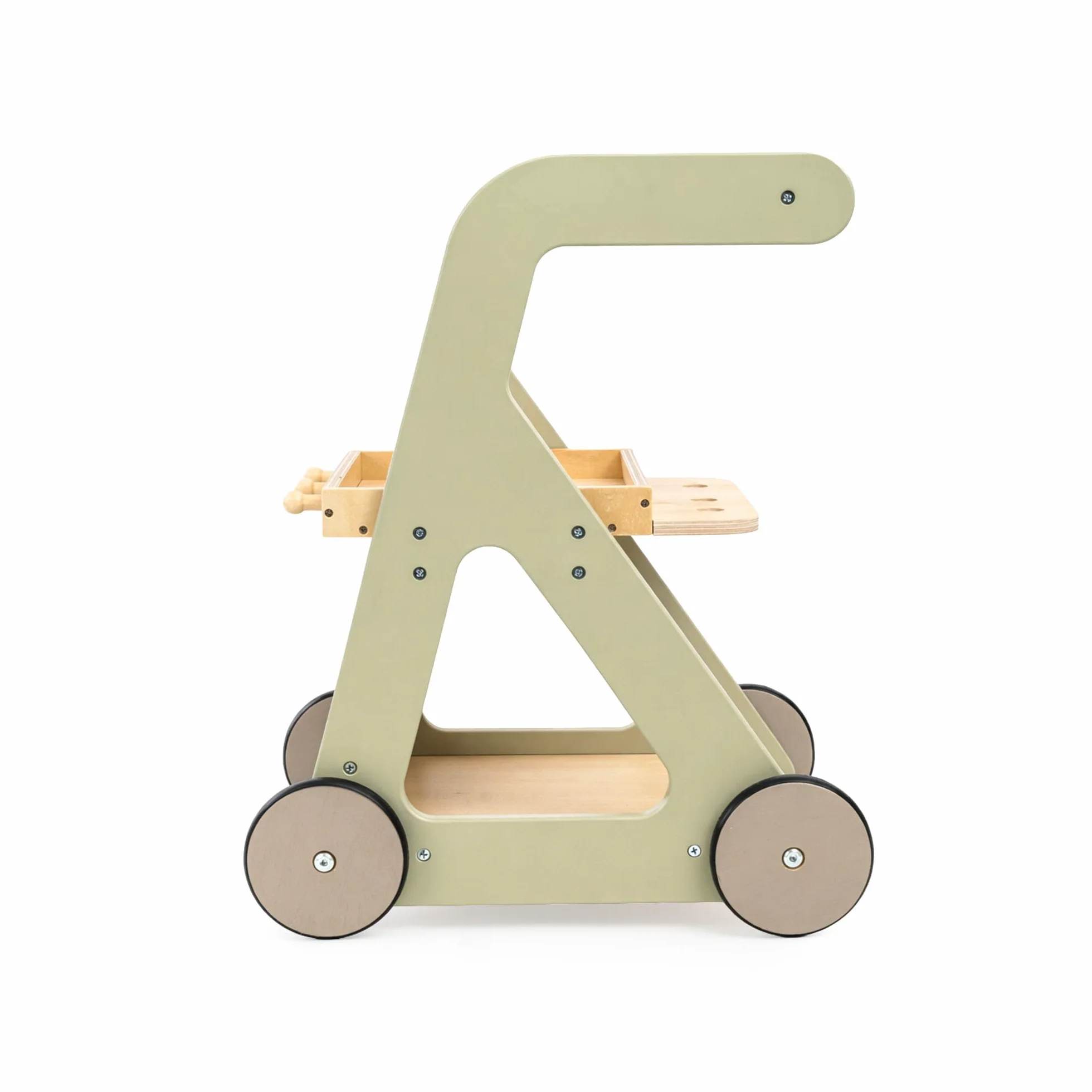 Mamabrum Carrello per la pulizia dei bambini in legno con accessori su ruote set da 11 pezzi giocattolo educativo gioco di ruolo