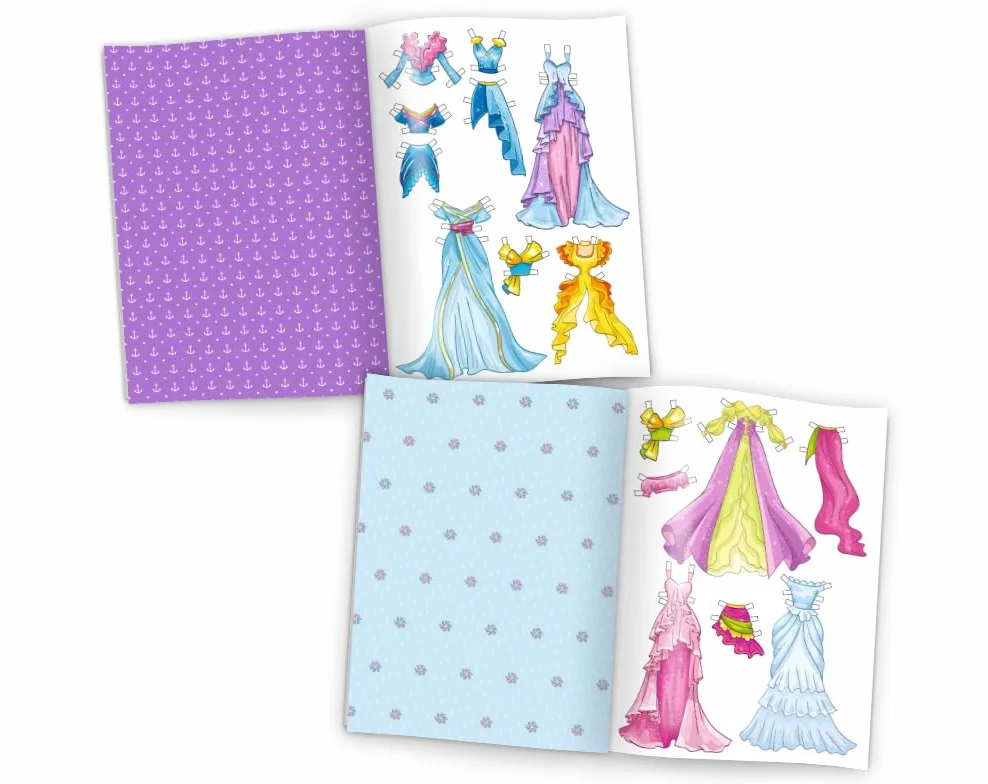 Bambole da ritagliare in carta per bambole di carta (4 bambole/sirene) con vestiti da indossare