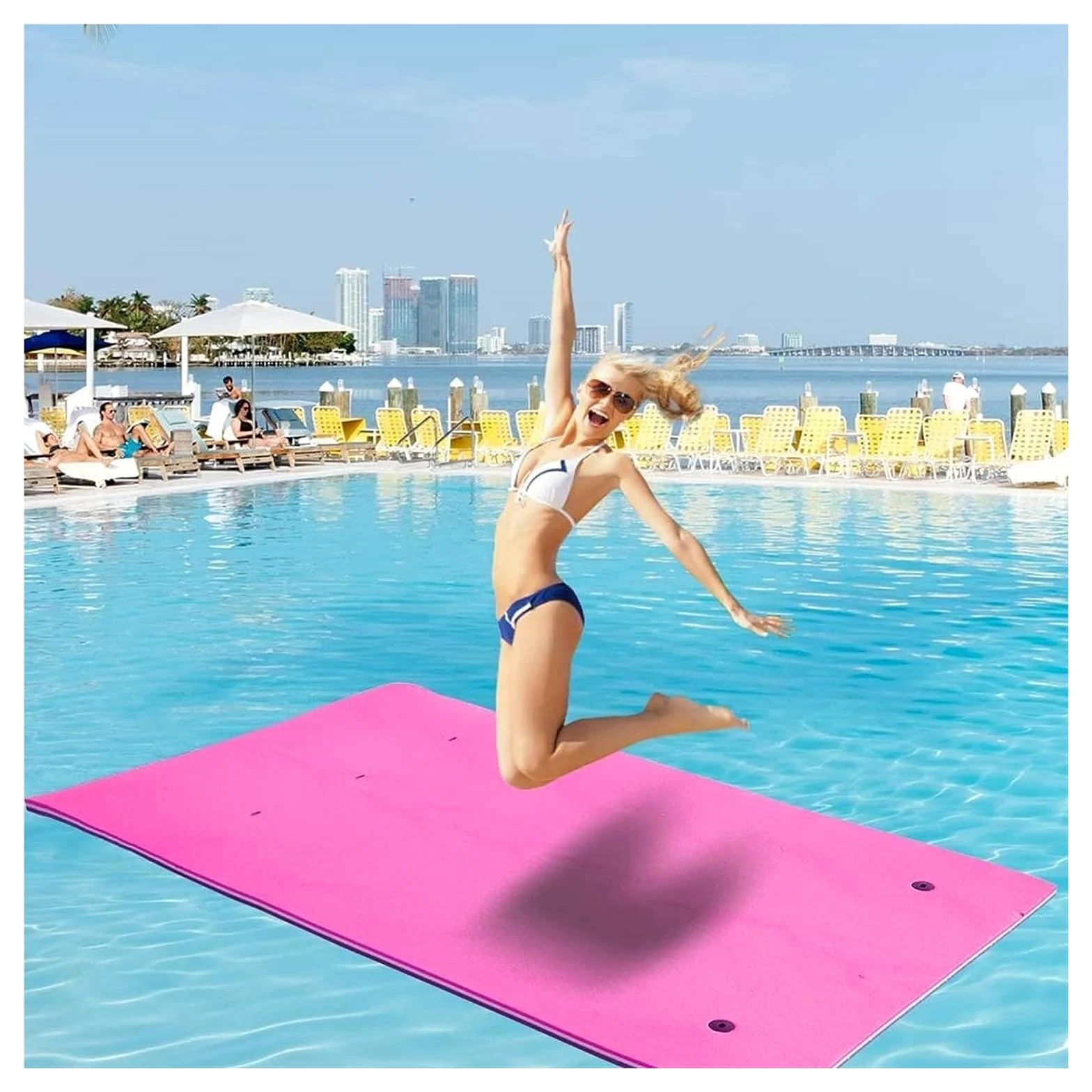 Tappetino Galleggiante per Acqua, Materassino Galleggiante in Schiuma for Adulti attività acquatiche Piscina, Lago, Mare for Un Divertimento illimitato(Pink,2.7mx1.3mx3.3cm)