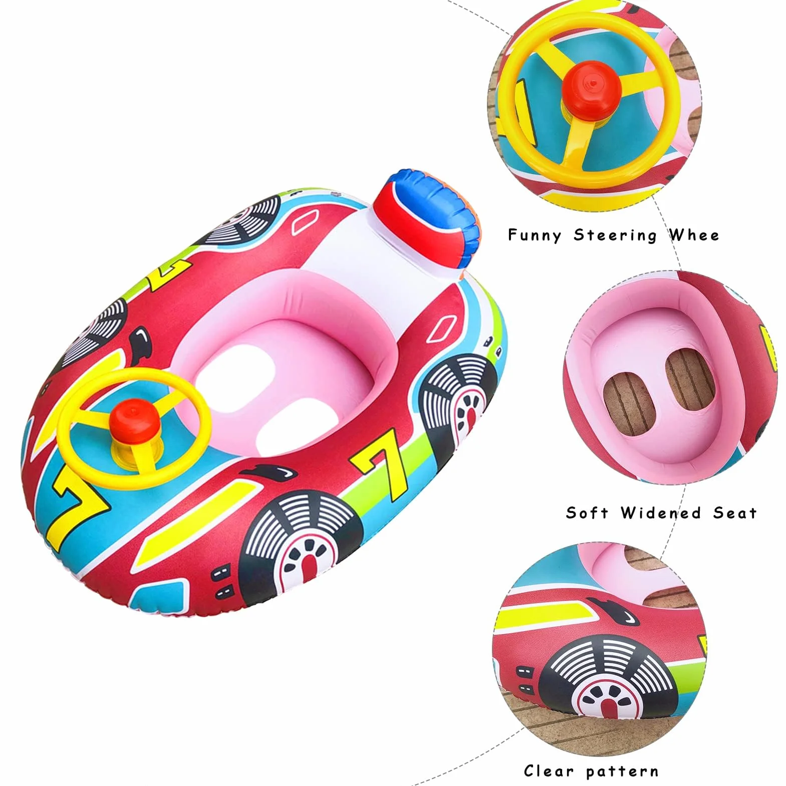 Anello da Nuoto per Bambini 6 Mesi a 36 Mesi, Piscine Gonfiabili per Bambini con Volante, Anello da Nuoto Gonfiabili, Galleggiante per Piscina per Bambini