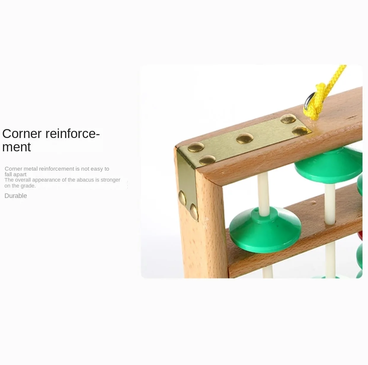 Abaco, 7 Colonne Abaco in Legno Appeso Strumento Educativo Cinese Calcolatrice for Studenti Insegnanti Abaco Gioco Educativo(Gold)
