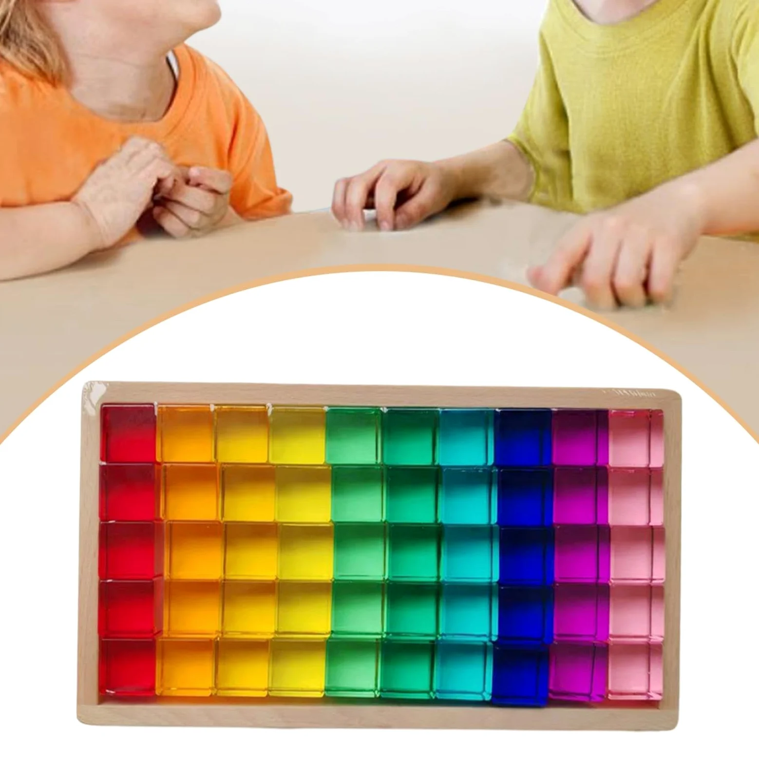 Set di Blocchi da Costruzione Arcobaleno Gem, Blocchi impilabili in plastica, Giocattolo per l'apprendimento della consapevolezza Spaziale per Bambini- 50pz