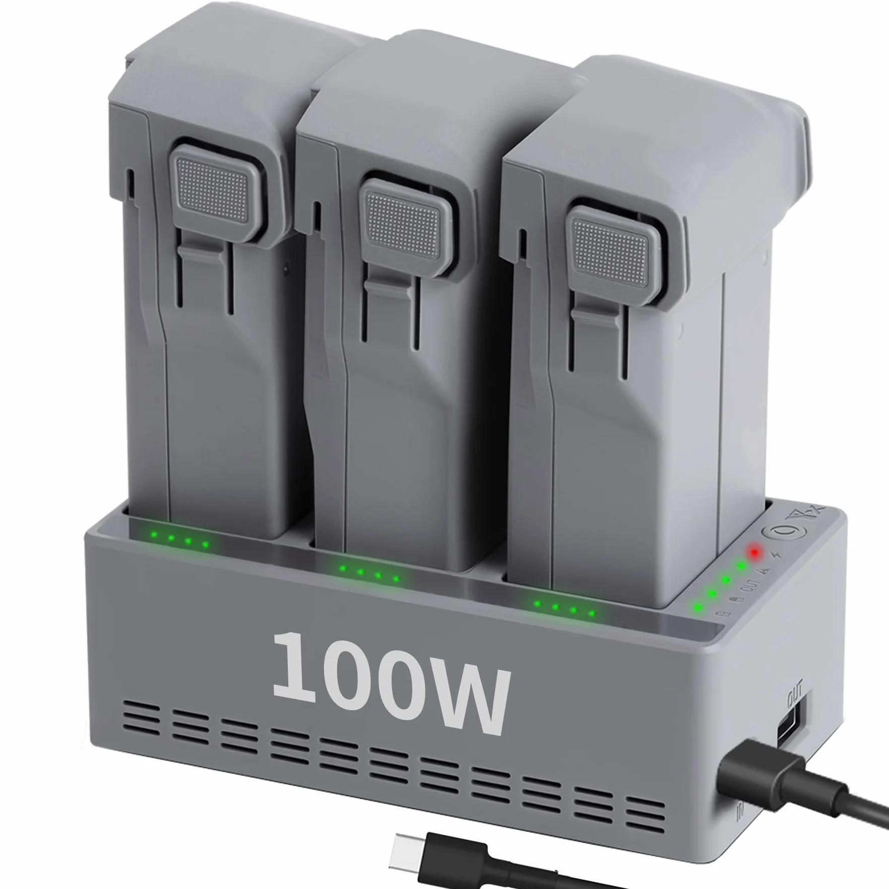 Caricabatterie veloce da 100 W con carica di archiviazione per drone DJI Mini 5 4 3 Pro, hub di ricarica bidirezionale, carica tre batterie accessori