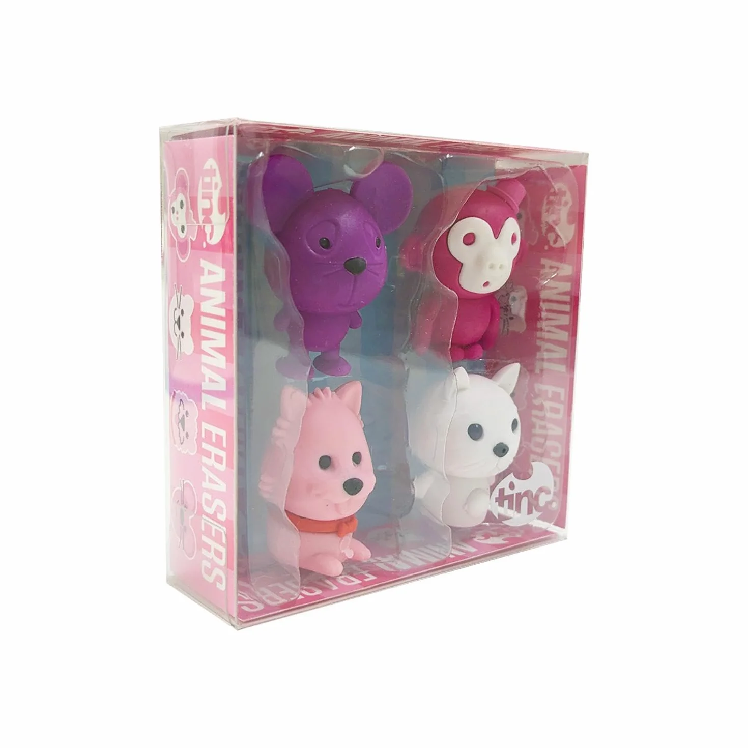 Tinc - Gomme Animali - Set di Figurine Multicolori da Collezione per Scuola e Disegno - Cancelleria Creativa - Regalo per Bambini - Assortiti - Confezione da 4