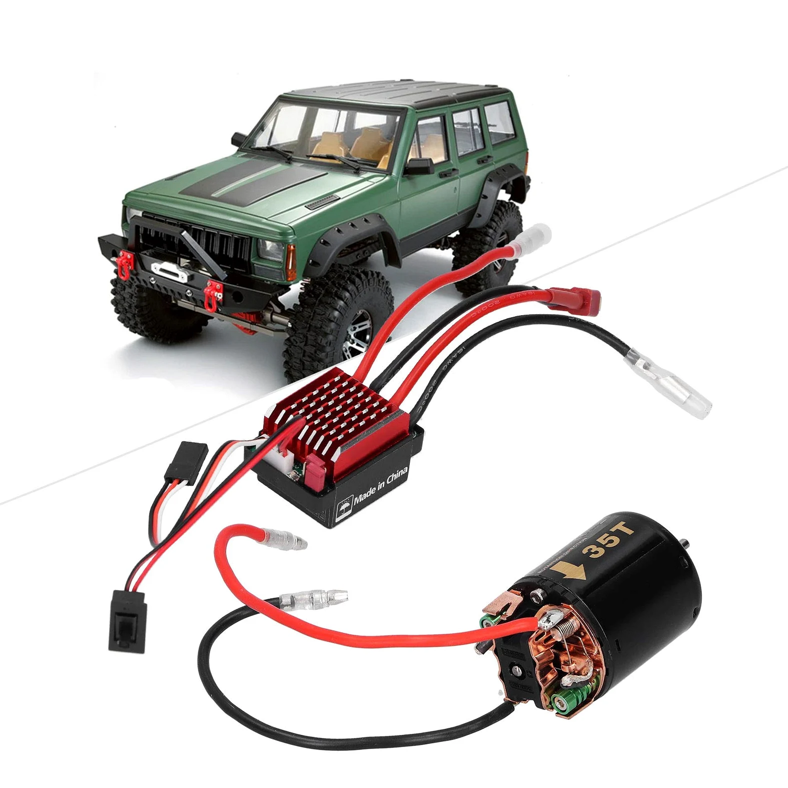 1/10 RC Motore ESC, 540 Motore Spazzolato 35T 45T 55T con 360A ESC Combo, 1/10 RC Elettrico Ad Alta velocità Controller T Plug Accessorio Adatto per Tamiya 1/10 RC Auto da Corsa Camion(45T)