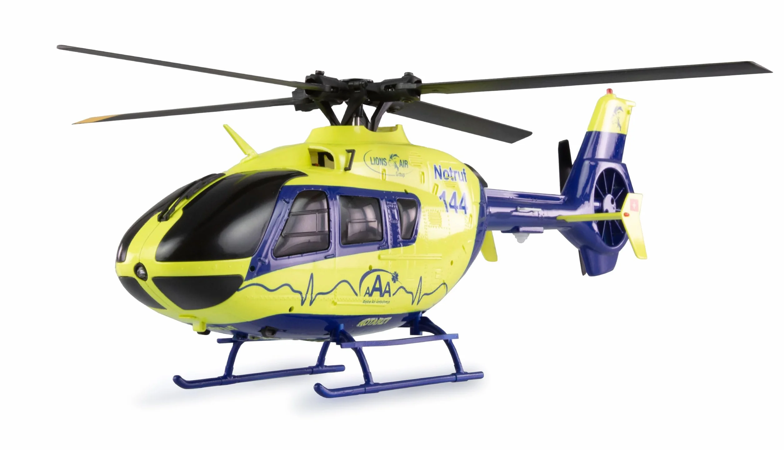 Amewi AFX-135 PRO Alpine Air Ambulance Elicottero 6 canali RC telecomandato 6G RTF, giallo fluo