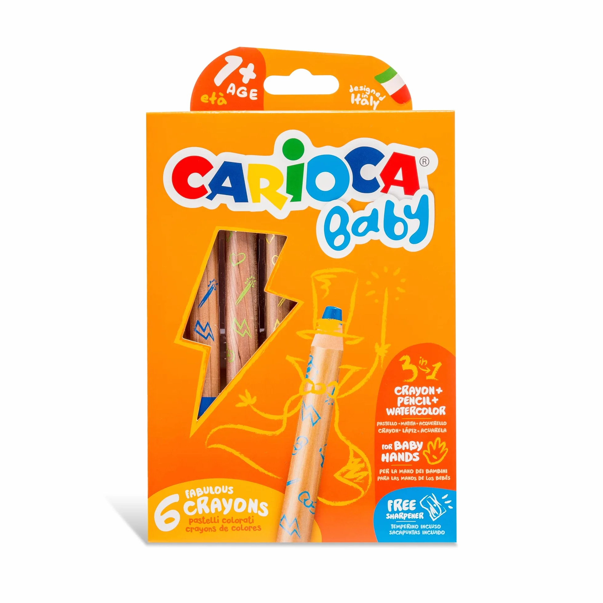CARIOCA Baby Crayons 3in1 Pastelloni Super Lavabili per Bambini 6 Pezzi