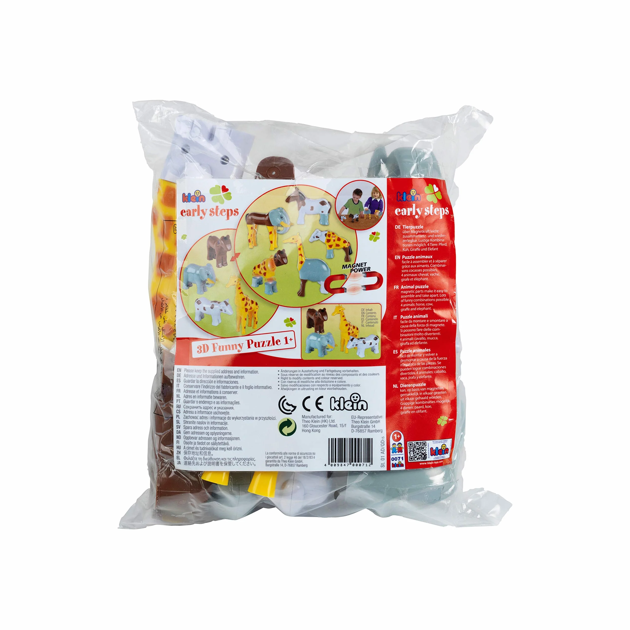 Theo Klein 71 Funny Puzzle Puzzle Magnetico in Astuccio, 4 Animali, I Pezzi del Puzzle vengono collegati tra Loro Tramite Calamite, Giocattolo per Bambini a Partire da 1 Anno
