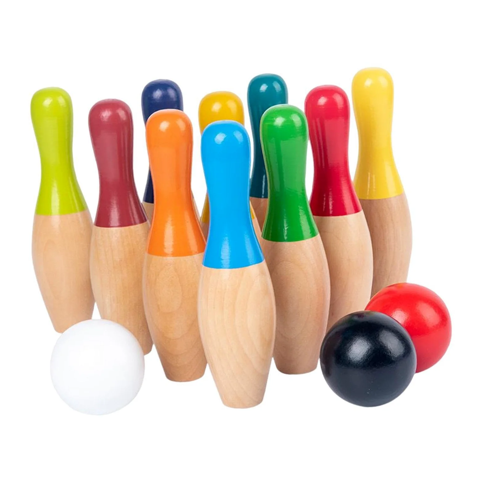 Set da bowling per bambini Perni in legno Palla Divertimento modo per imparare con il bambino Gioco con palla da bowling Divertimento all'aperto per