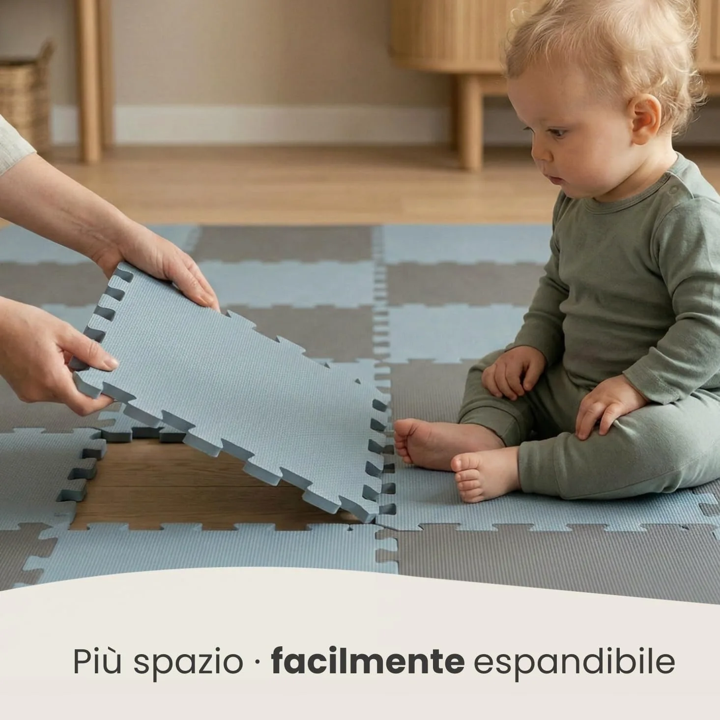 LittleTom 18 Pezzi Tappeto Puzzle per Bambini - Certificato TÜV - Piastrelle EVA con Bordi 30x30 cm - Pavimento Morbido e Antiscivolo - Superficie Puzzle Protettiva per la Cameretta e Gioco a Terra