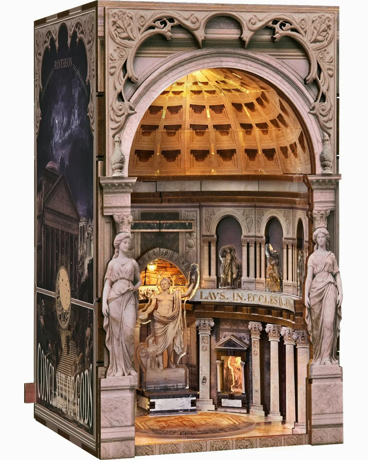 MiniCity Book Nook Kit fai da te, casa in miniatura con LED, puzzle 3D per adulti, mini casa delle bambole come libreria, libreria in miniatura, kit creativo per adulti, regalo per adulti (Pantheon)
