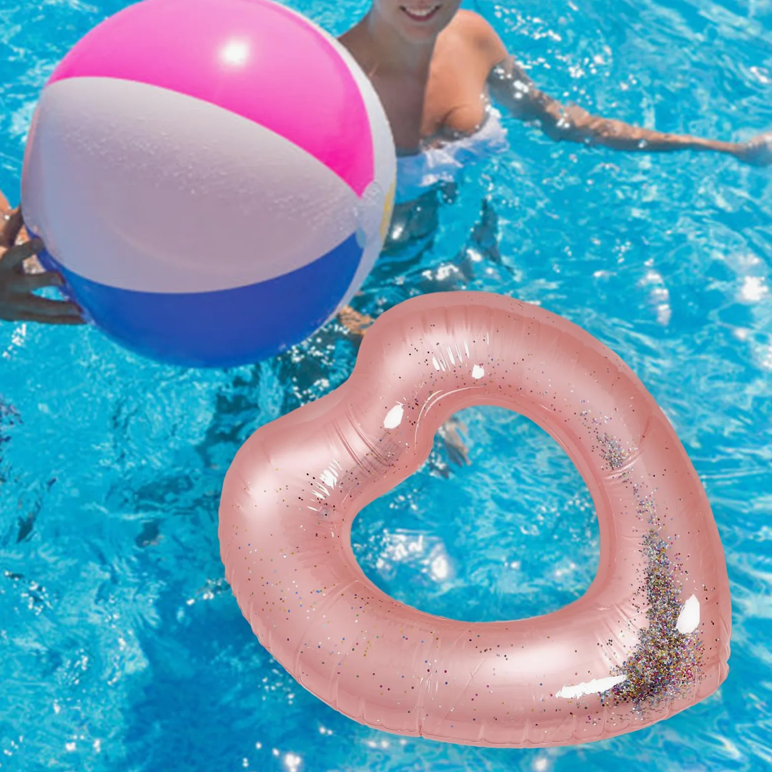 Abaodam salvagente a forma di cuore toys for giocattolo pool party piscine per piscina zattera anello galleggiante a forma di cuore anello galleggiante da spiaggia pvc bianca