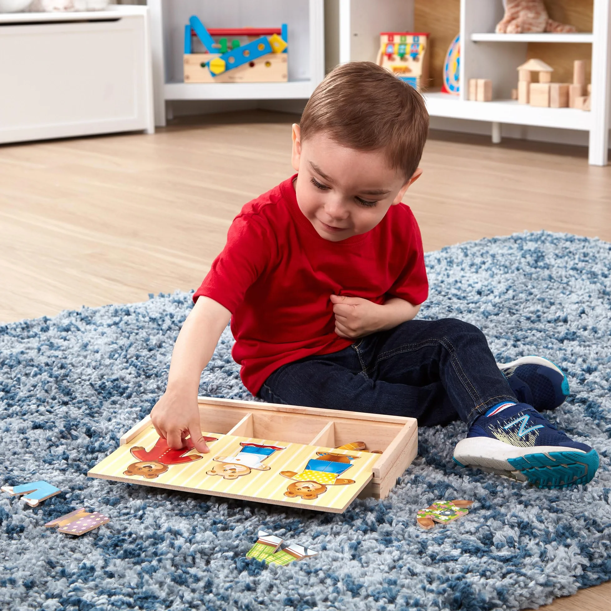 Melissa & Doug Puzzle in Legno per Bambini - Vesti la Famiglia Orsi, Giochi in Legno, Giochi Montessori Educativi, Gioco Creativo, Puzzle Grandi, Regalo per Bambini e Bambine, 3+ Anni