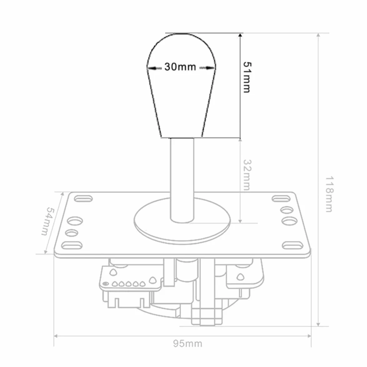 EG STARTS Joystick Oval Balltop, Ellipse Topball Handle per 2 Giocatori - Sanwa Joystick MAME Jamma Part (Rosso & Nero)