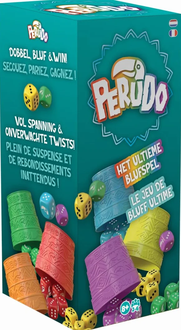 Asmodee | PERUDO (Nuova Versione) | Gioco da tavolo | per adulti e bambini | da 8 Anni | Scuotere, Parlare, Vincere | Dadi e Bluff | 2 a 6 giocatori | 30 minuti | Versione IT/NL