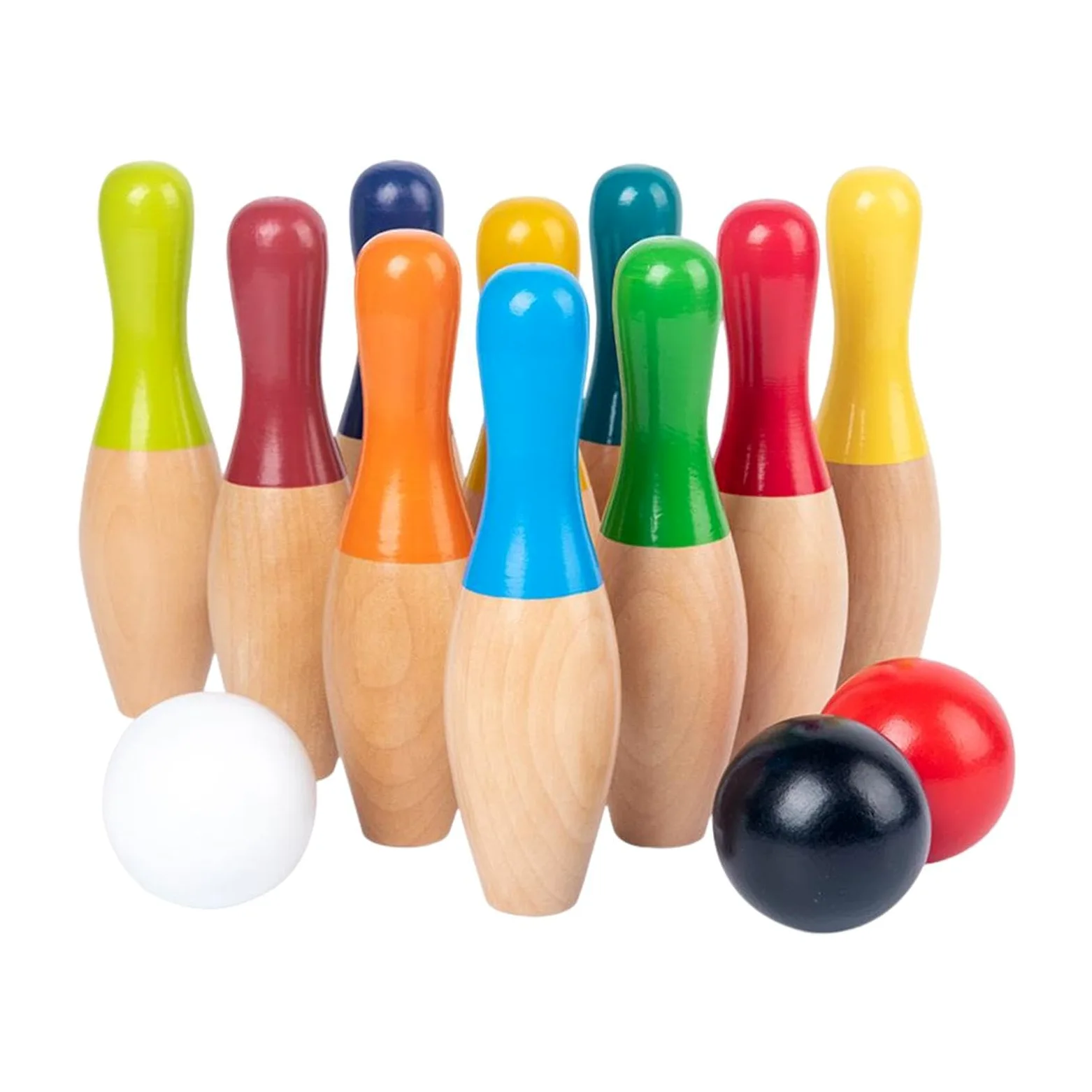 Set da bowling per bambini Perni in legno Palla Divertimento modo per imparare con il bambino Gioco con palla da bowling Divertimento all'aperto per