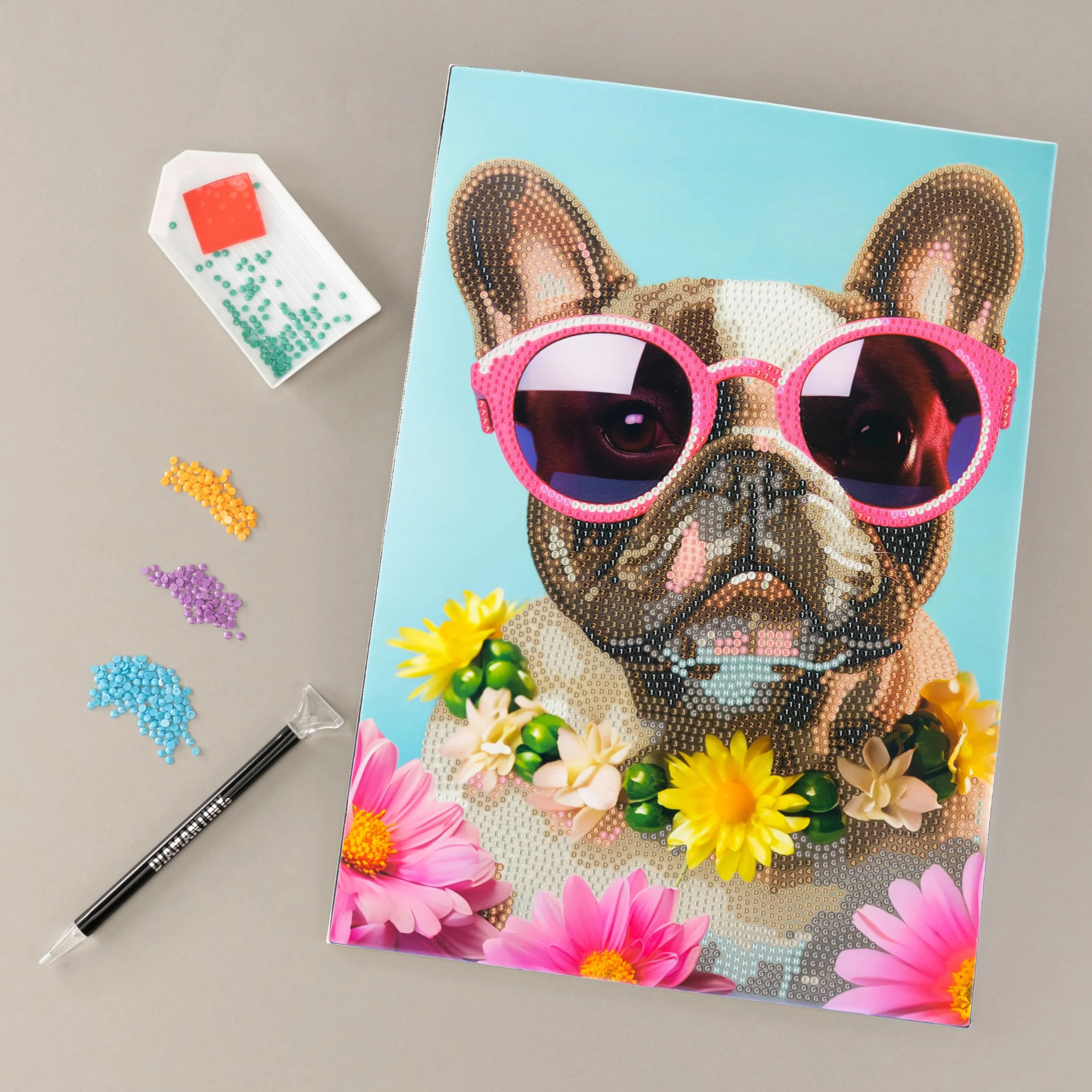 DIAMANTINY Level Up - Nice Group Creative Art, Diamond Painting Kit crea il mosaico, PETS, Carlino