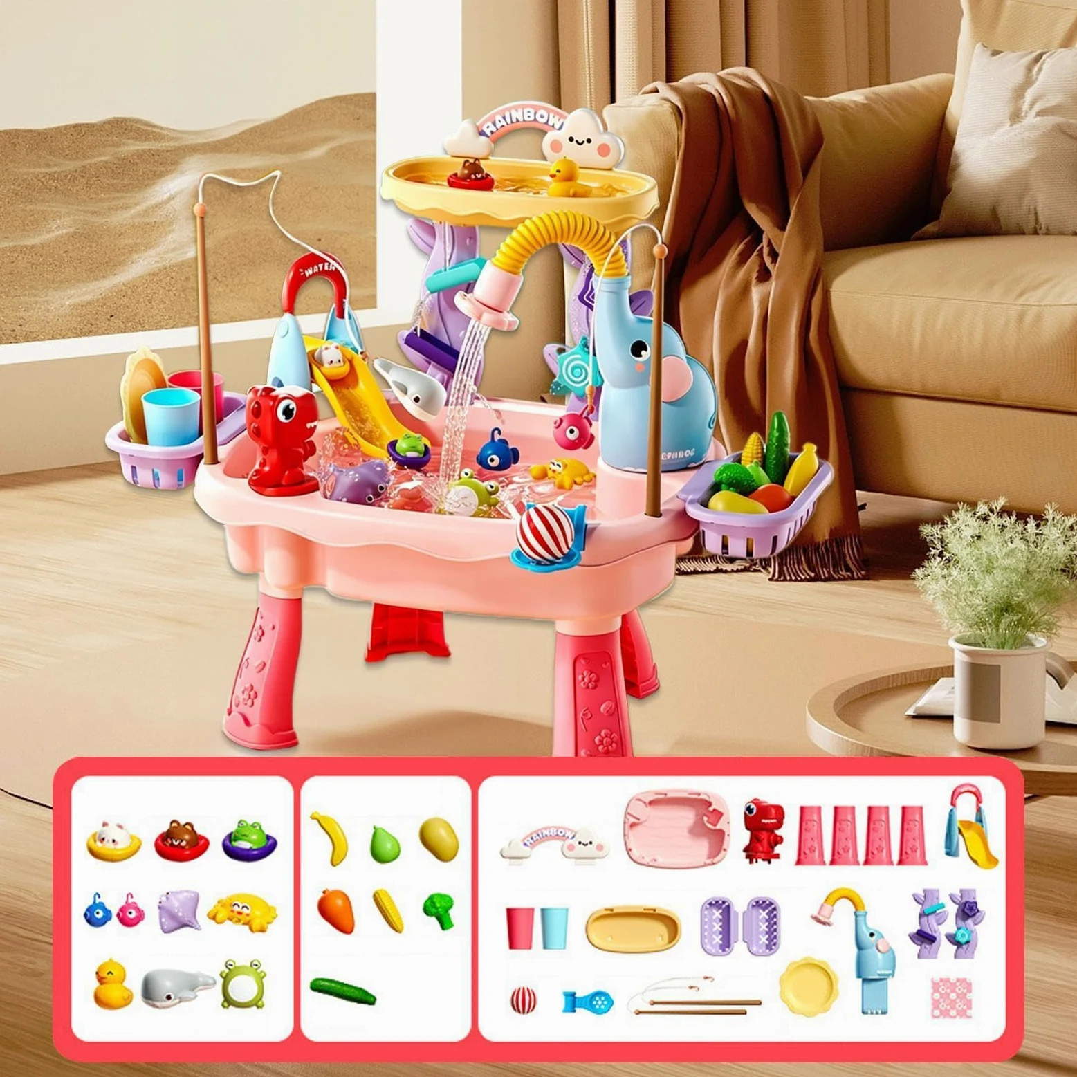 Tavolo Acqua - Giocattoli Da Con Pompa Elettrica | Giocattolo Cucina,Per Bambini Età Prescolare Giardino Terrazza Spiaggia Campeggio Asilo Casa Bagno Sala Giochi Vacanza Compleanno