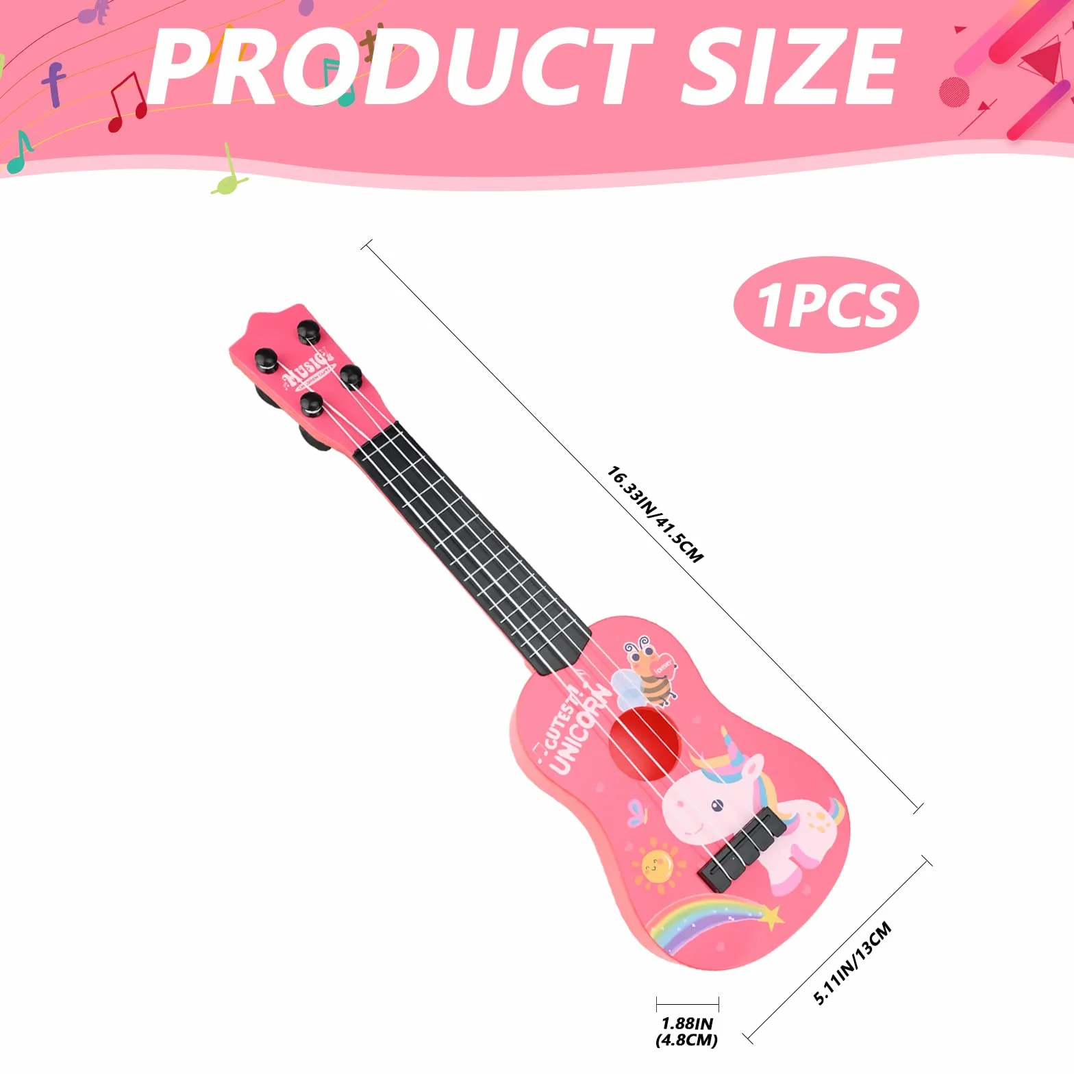 Ukulele Soprano 42 cm, Strumento Musicale Classico con 4 Corde Regolabili