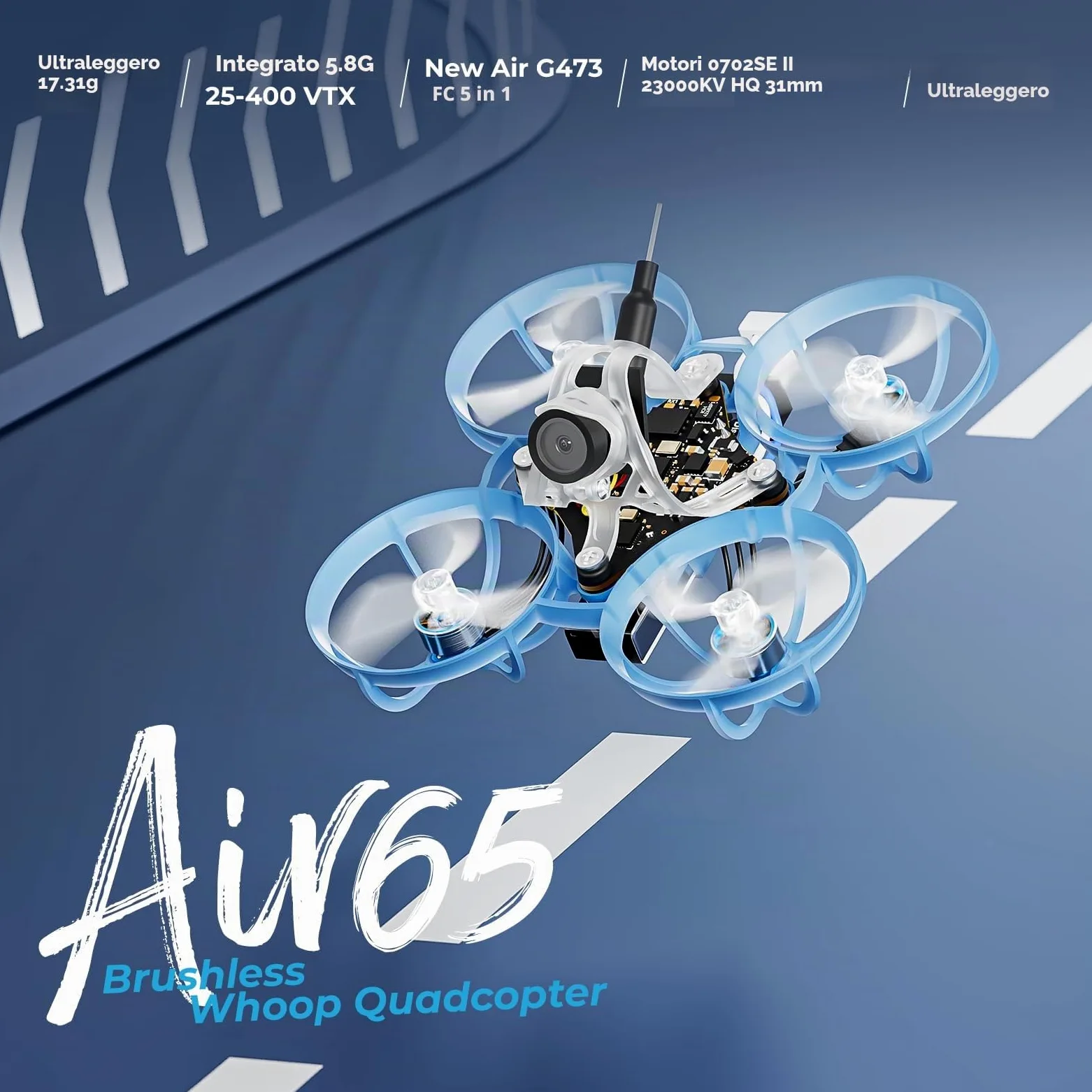 BETAFPV Air65 Brushless Whoop Quadcopter, Ultralight 1S 65mm Micro Whoop Drone with G473 5IN1 Air Flight Controller ELRS Receiver, 0702SE Ⅱ 23000KV Motor, C03 FPV Camera for FPV Quad Outdoor Freestyle